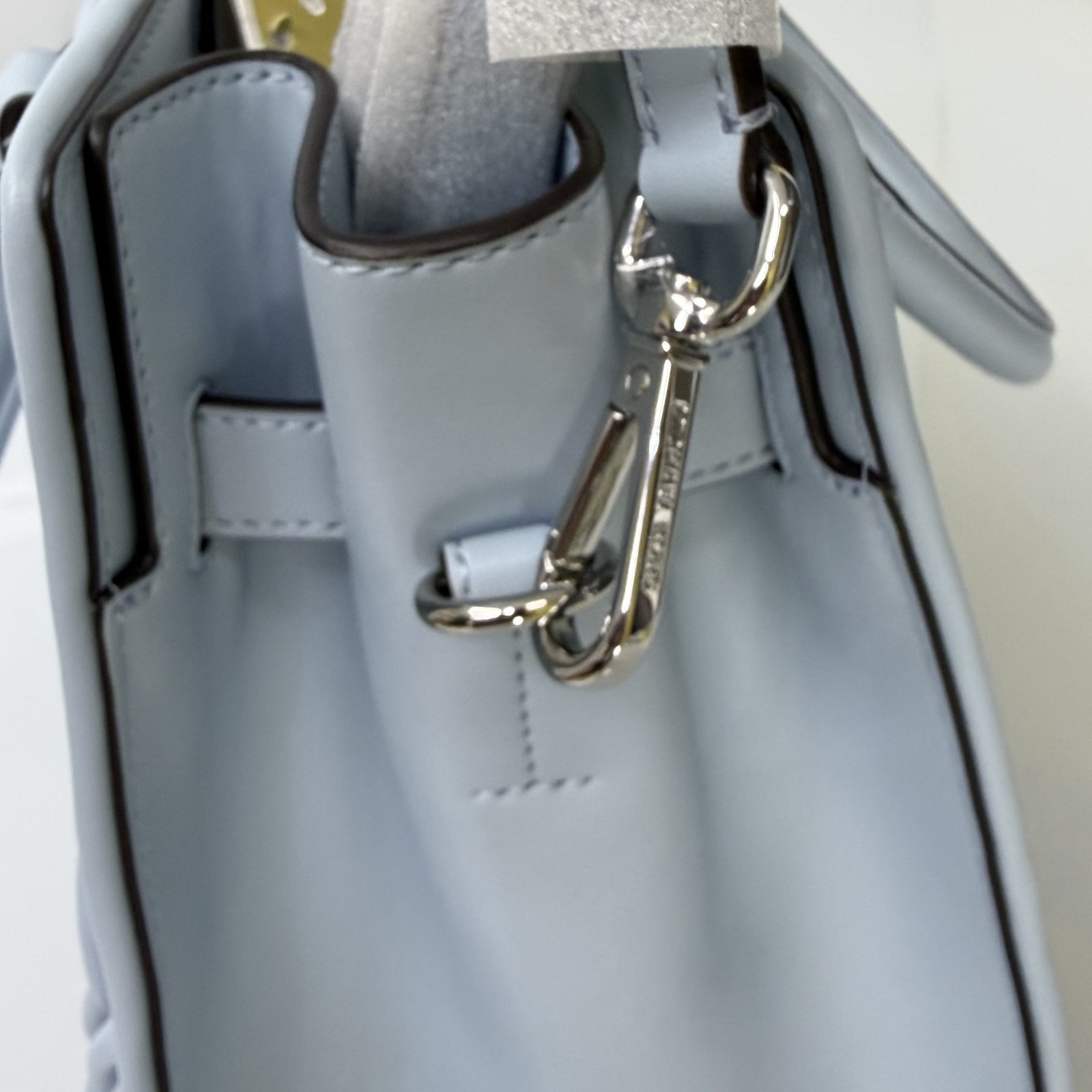 Michael Kors Hamilton Medium Matelassé Satchel Bag Blue Pale Ocean
