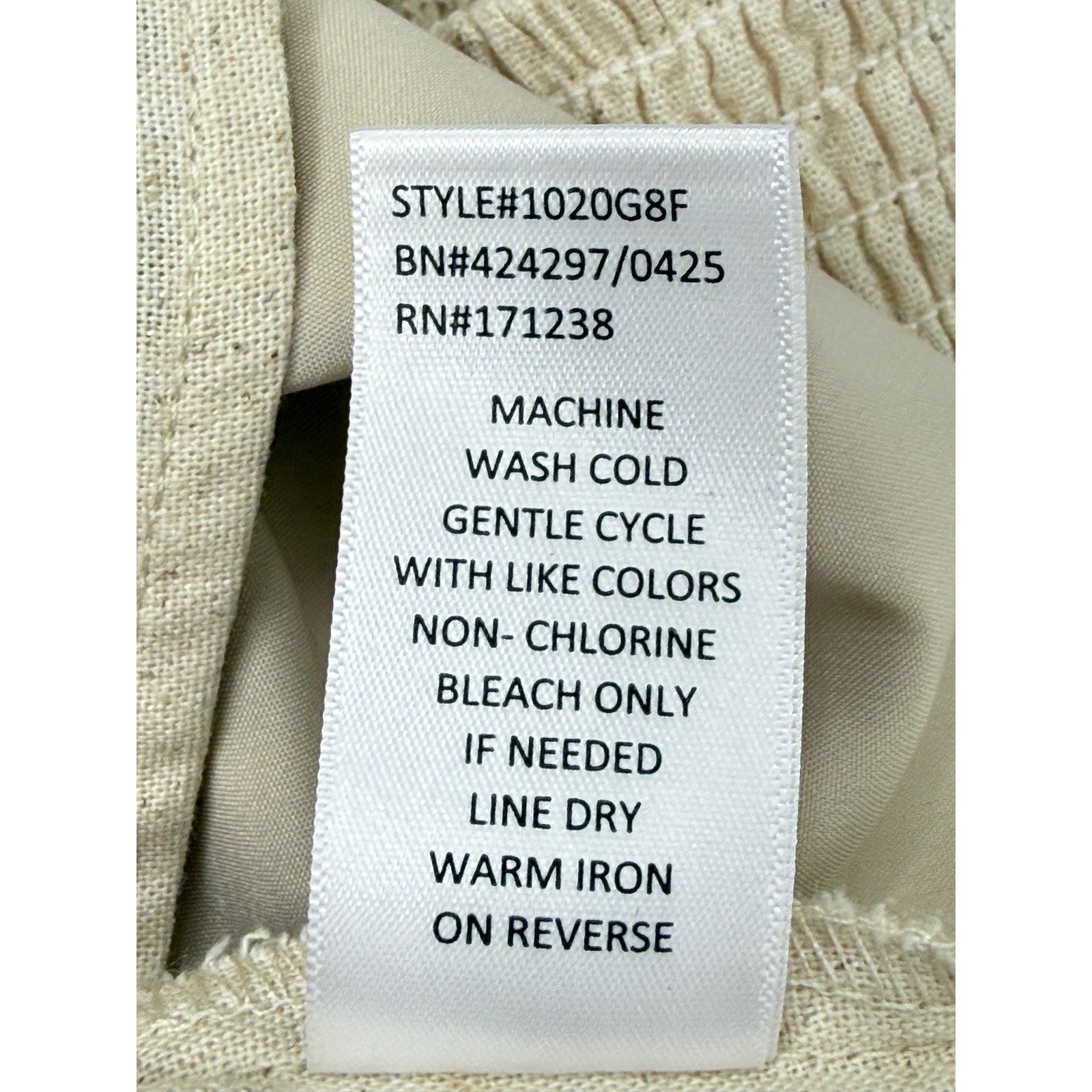 BCX Natural Linen Blend Smocked Back Crop Tank Top Style Juniors Small Cropped