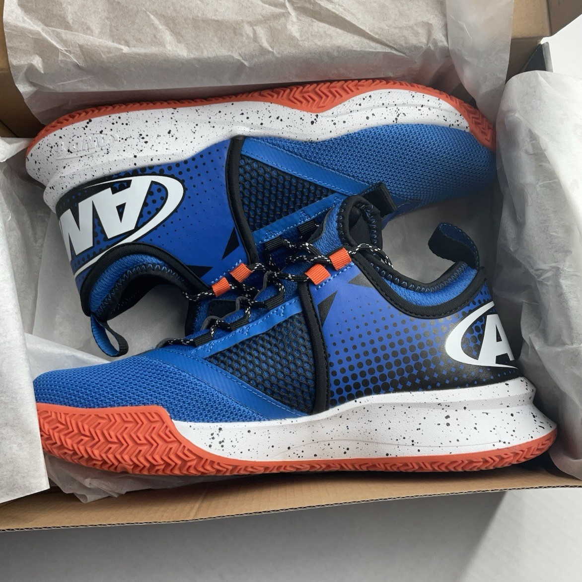 AND1 Charge TPR Men’s Mid Top Mesh Lace-Up Basketball Sneakers Blue/Orange