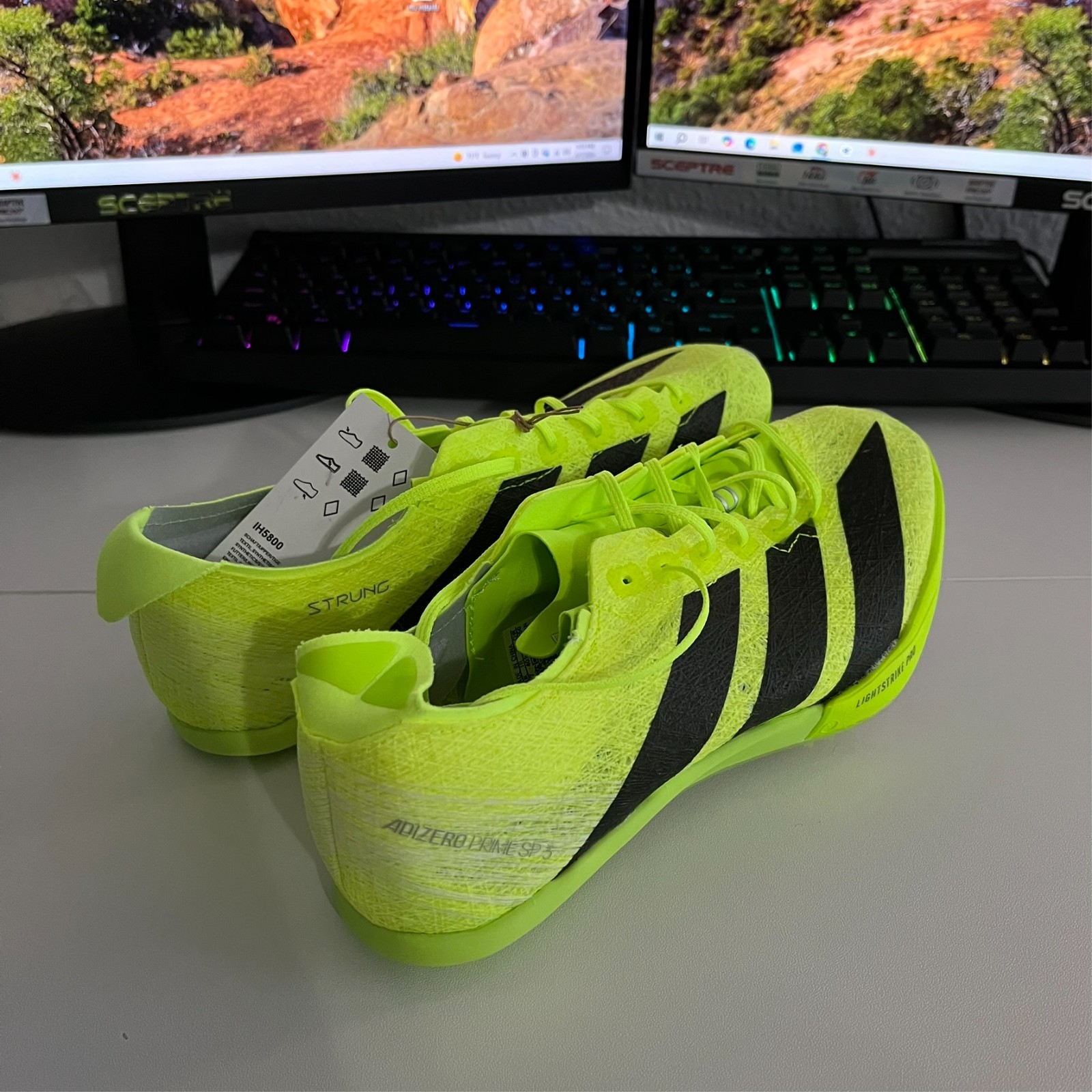 Size 7.5 – adidas Adizero Prime SP 3 Strung Lucid Lemon Black