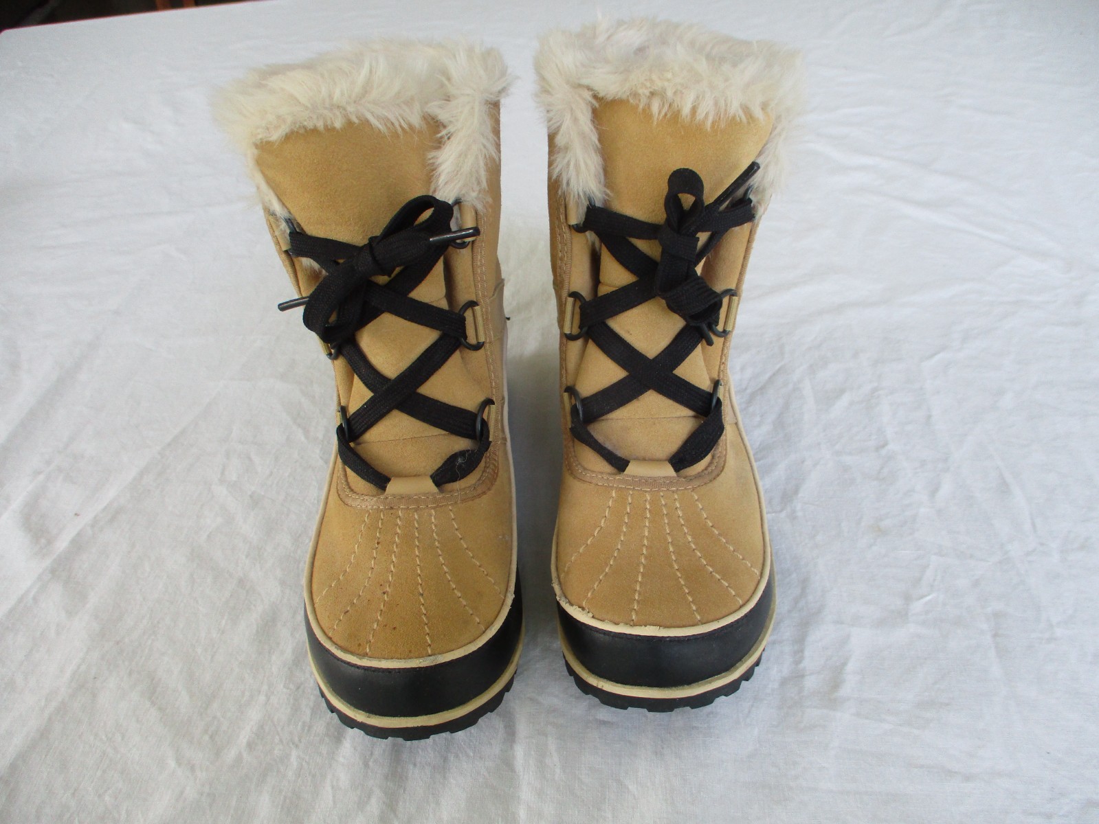 SOREL Women’s Tivoli II Tan Suede Boot 7.5 Faux Fur Trim NL2089-373 Excellent!
