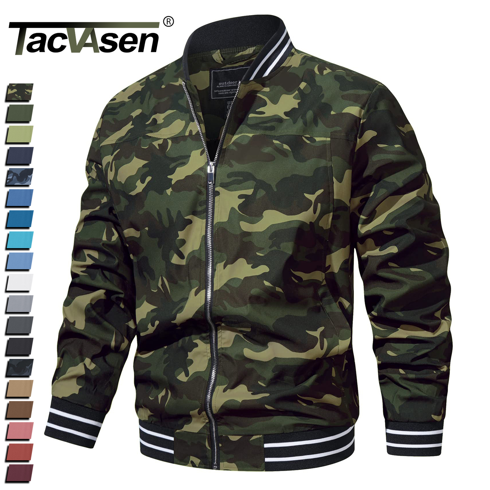 Full Zip Bomber Jackets Men’s Casual Military Jacket Pilot Flying Coats Outwear