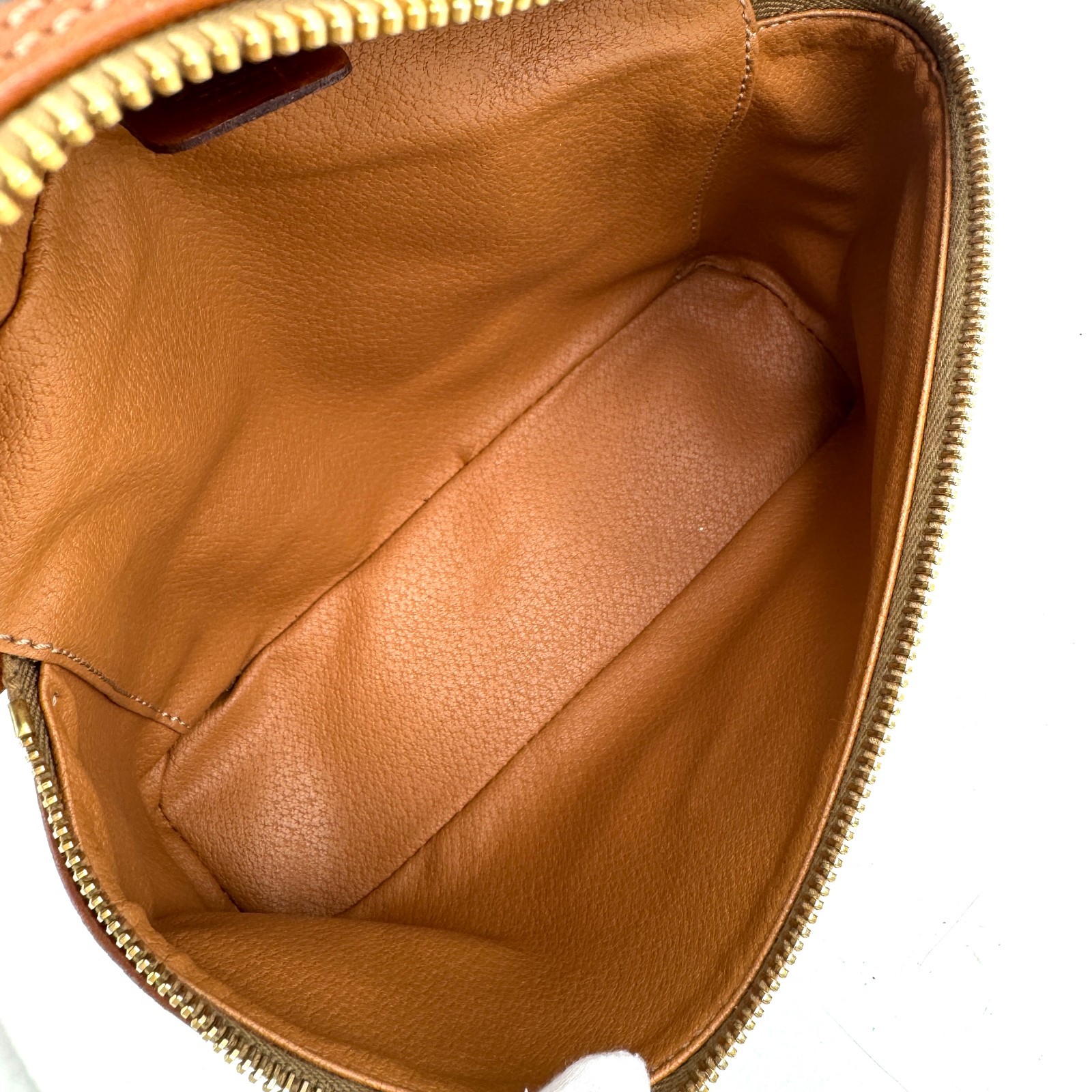 CELINE Macadam Vanity Bag Brown Cosmetic Pouch Handbag Authentic 0035