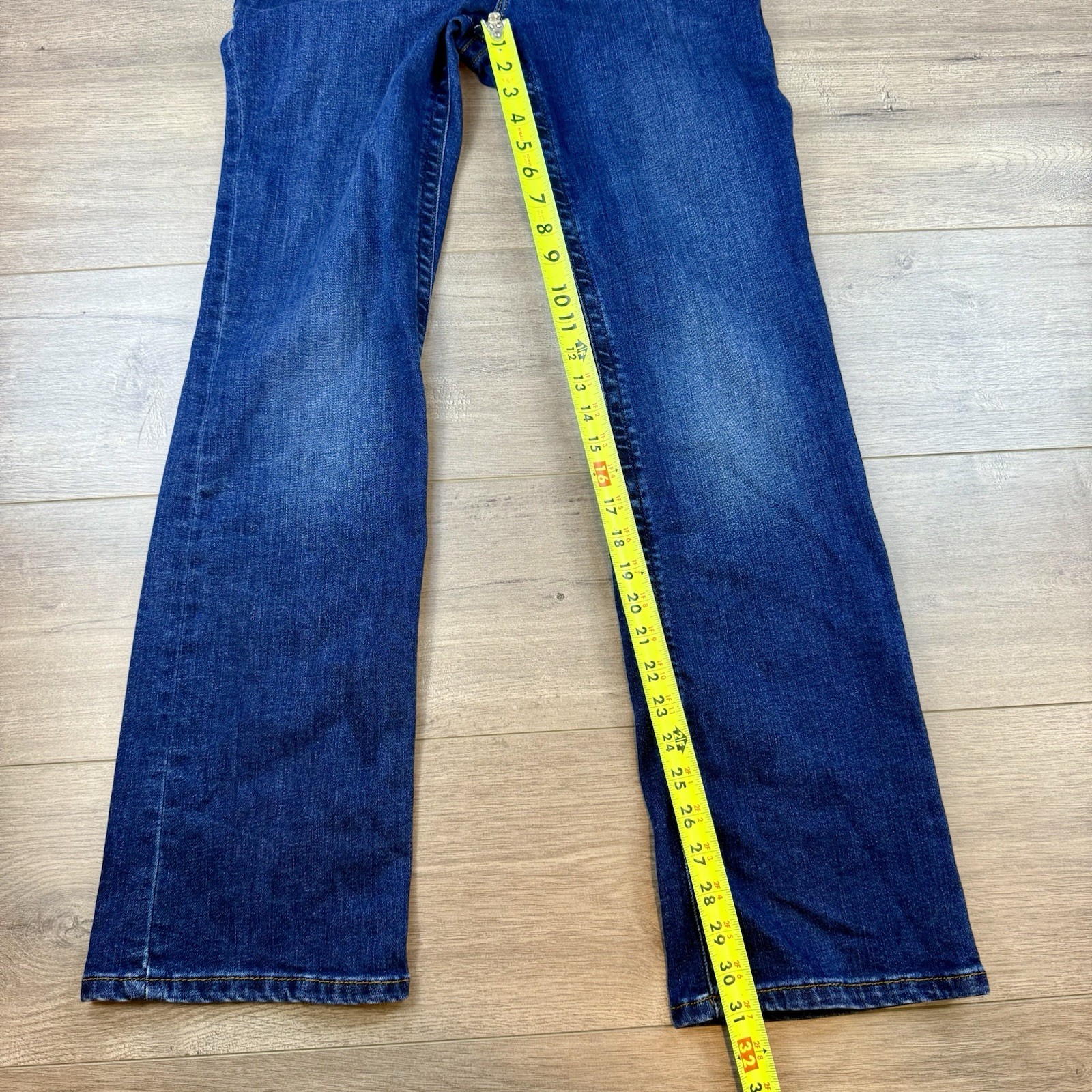 Wrangler Willow Ultimate Riding Jean 9 x 32 Blue Bootcut Stretch Denim Dark Wash