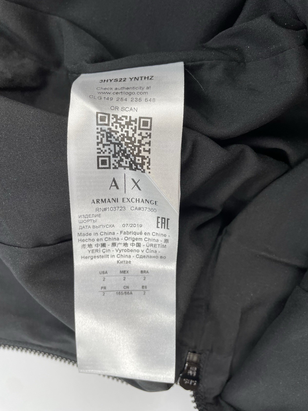 NWT Armani Exchange Eco Leather High Rise Shorts Black Textured Moto Goth Size 2