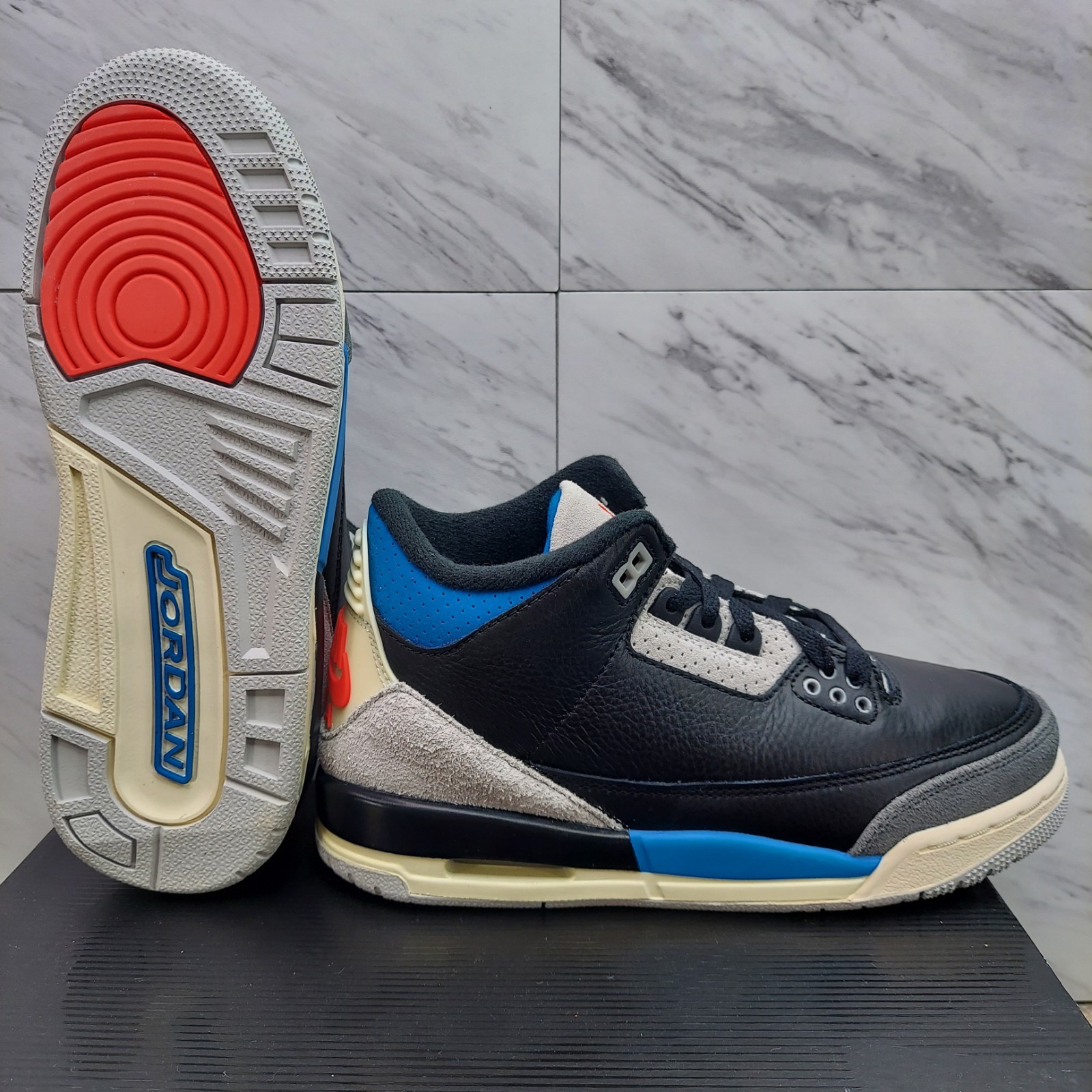 Nike Air Jordan 3 Retro OG Rare Air Black Blue Grey IB8968-004 GS SZ 4.5 Women 6