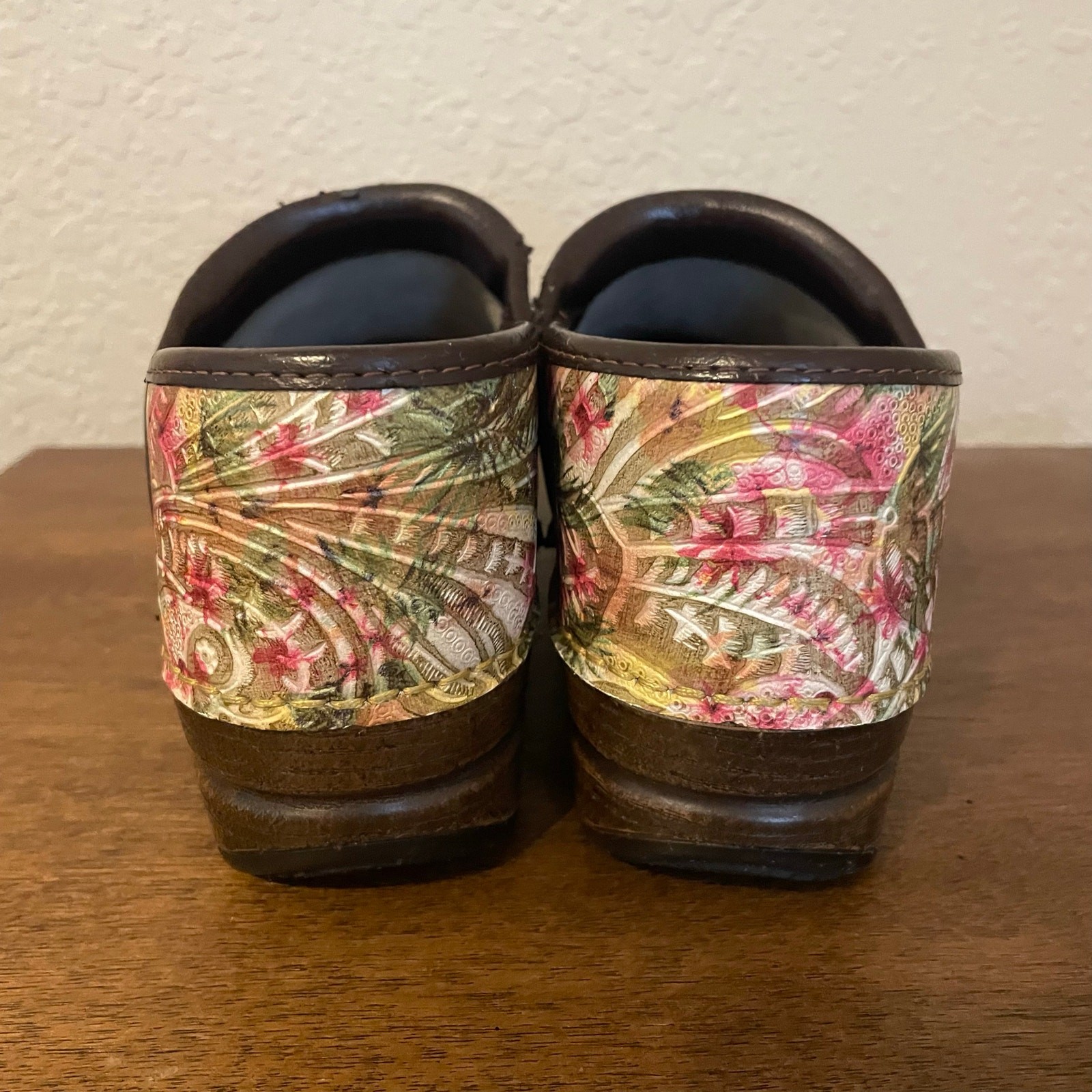 Dansko tropical print clogs