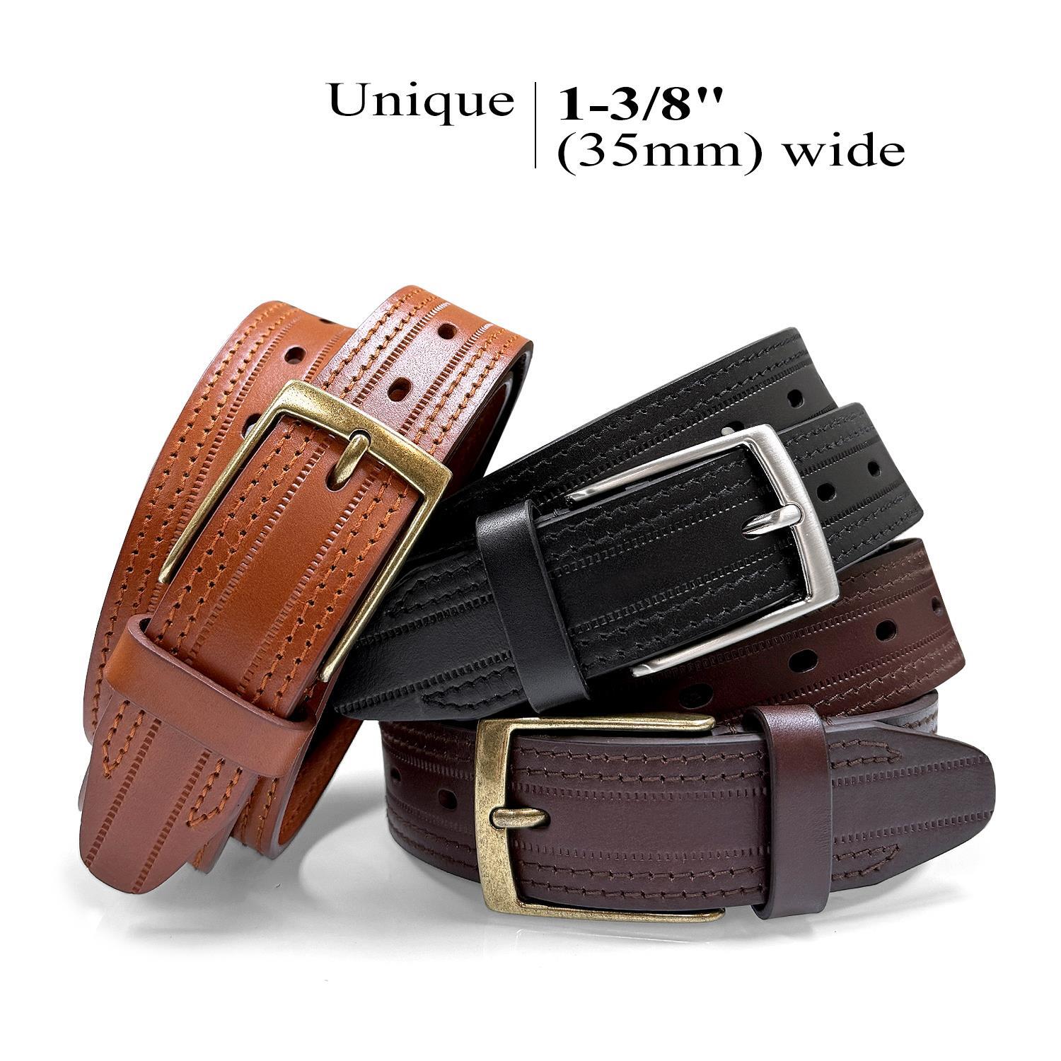 Men’s Belts One Piece 100% Genuine Leather Work Business Dress Belt