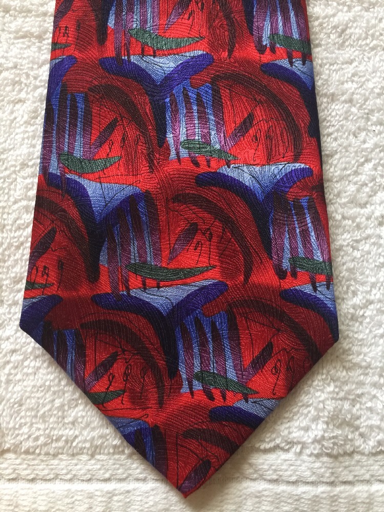 J. GARCIA MENS TIE RED BLUE PURPLE AND GREEN 4 x 59