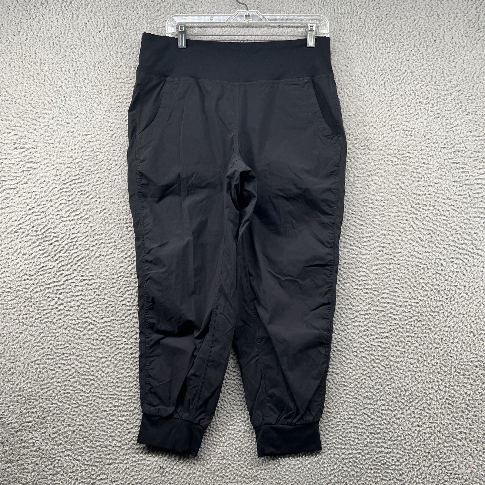 Prana Summit Pant Womens Large Black Regular Fit Nylon Stretch Hiking Sweatpants