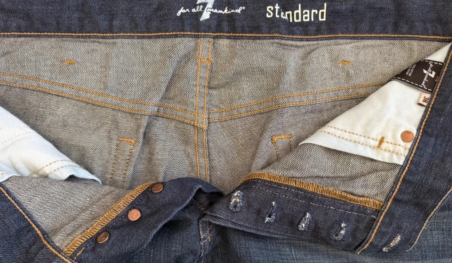 7 For All Mankind Standard Straight Leg Jeans Mens 38 Dark Wash Button Fly USA