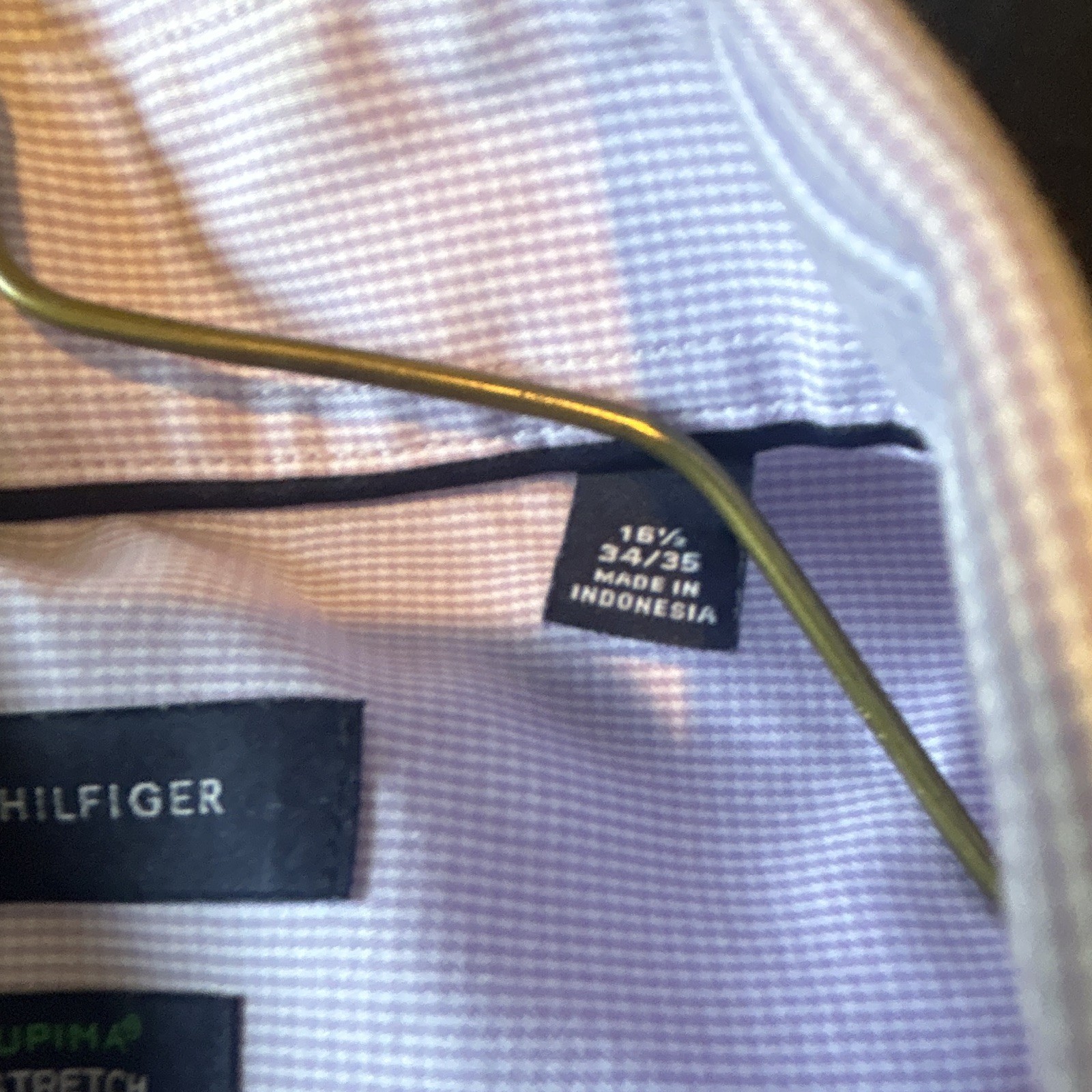 Tommy Hilfiger THFlex Supima Slim Fit Stretch Pink Check Dress Shirt Size Large