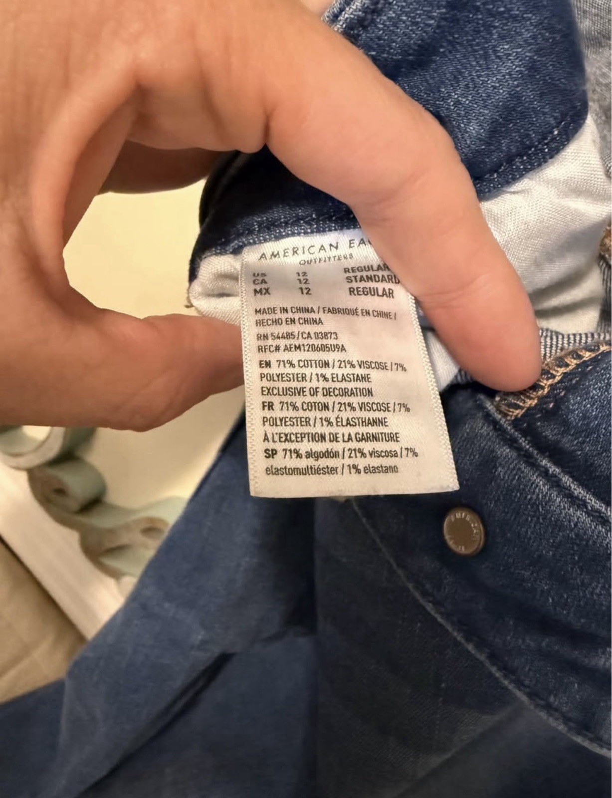 American Eagle Women’s Next Level Stretch Skinny Blue Denim Jeans, 12R, 5-Pocket