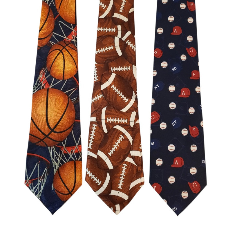 Basketball Football Baseball Sports Ties #29D – Lot of 3 Novelty Neckties NWT