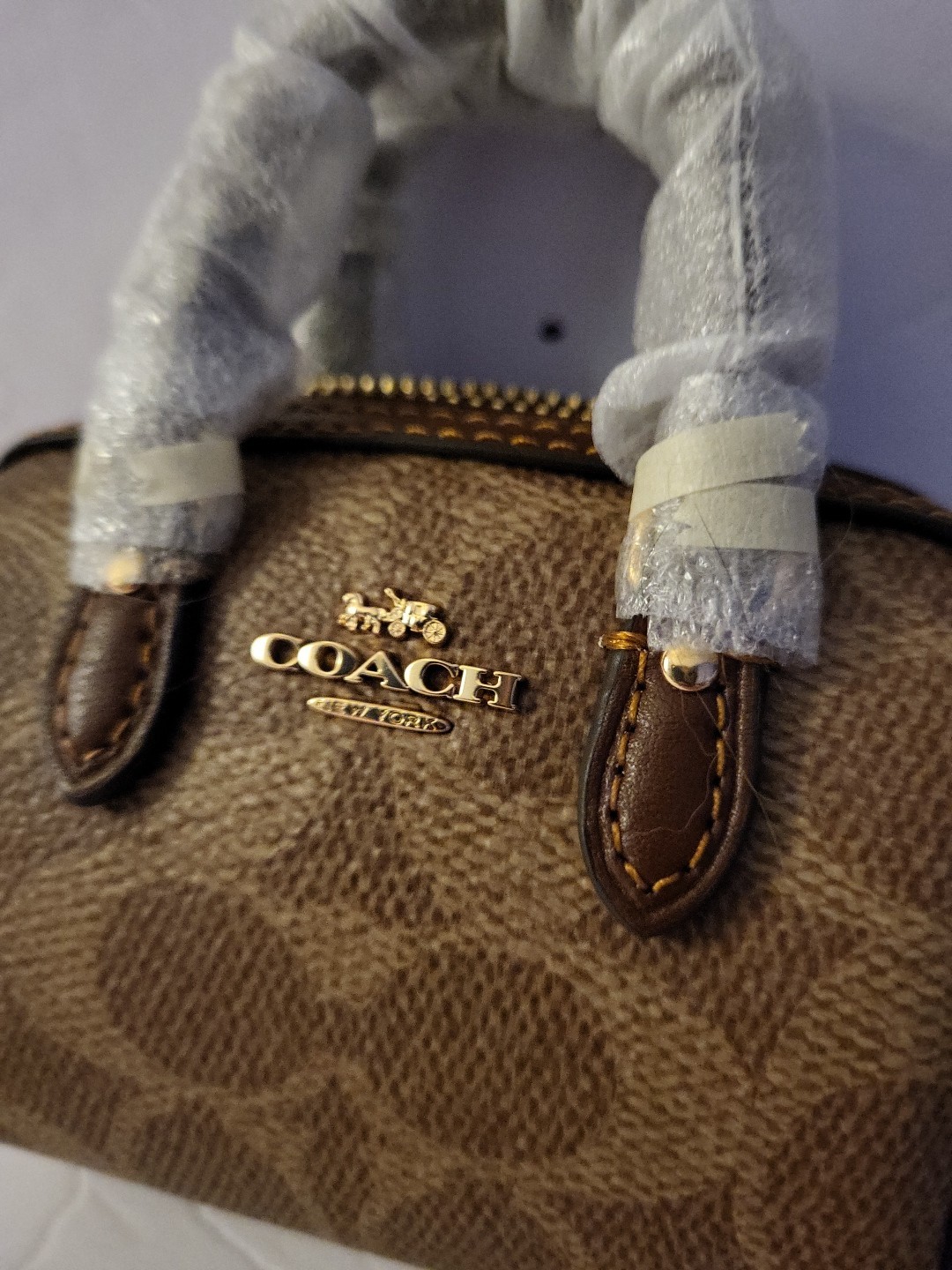 Coach Mini Rowan Bag Charm Brown N Tan NWT