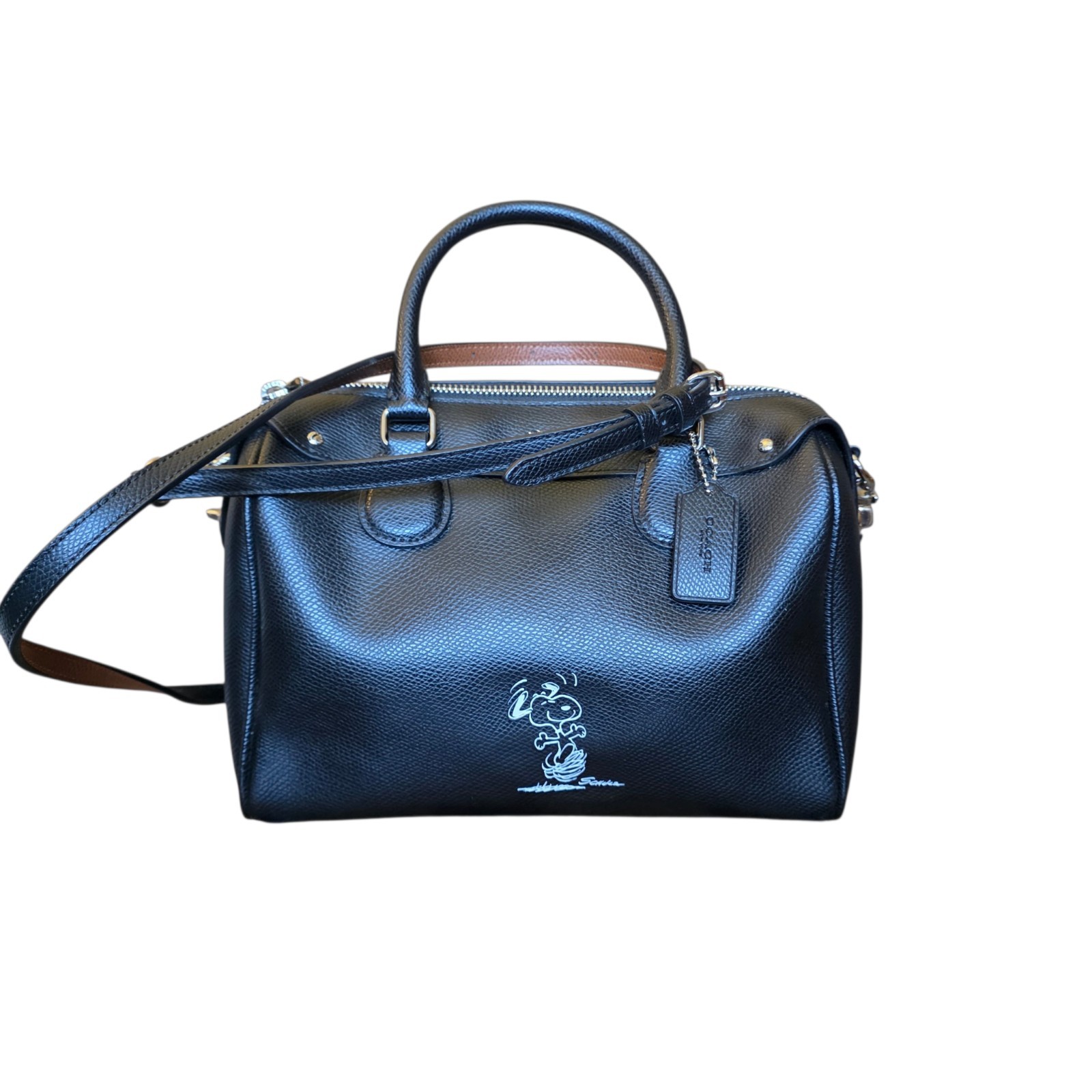 Coach x Peanuts Snoopy Mini Bennett Satchel Black Leather Crossbody Bag NWOT