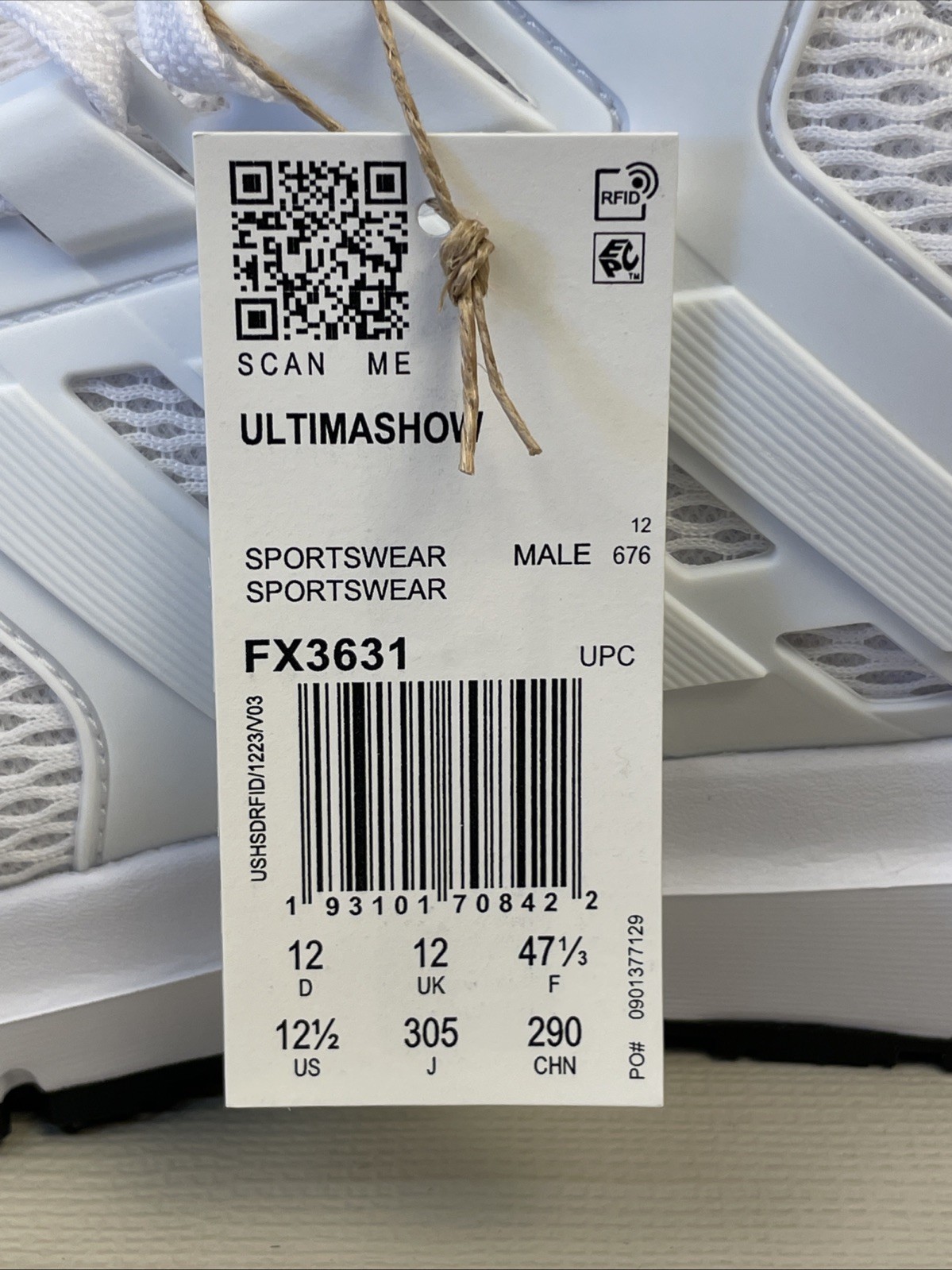 New adidas Ultimashow FX3631 Men’s White Mesh Athletic Sneakers Size 12.5 NIB