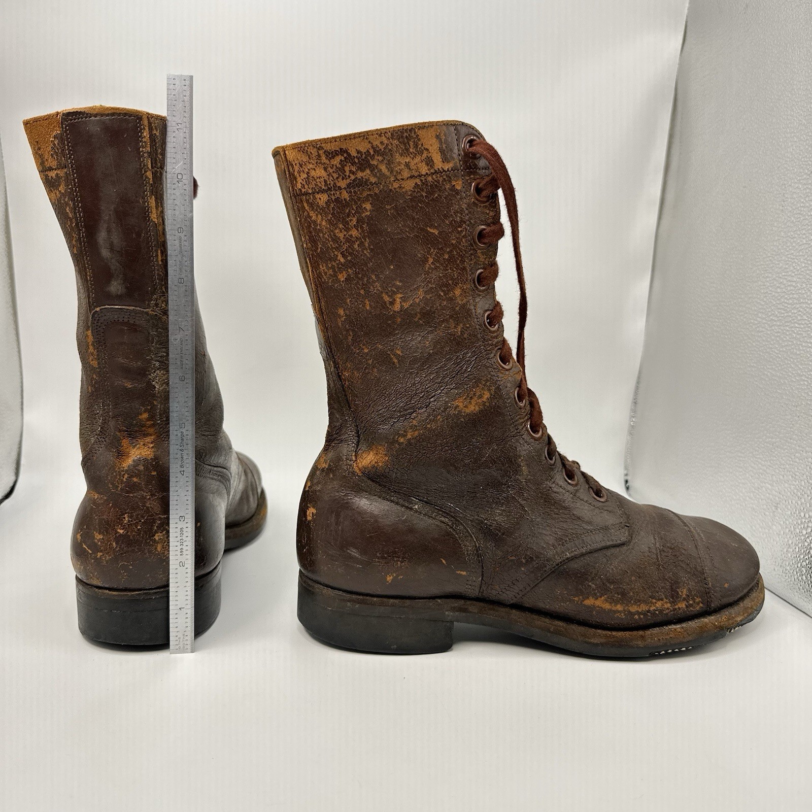 1952 Korean War US Army Paratrooper Jump Boots Men size 9.5 W Leather Named