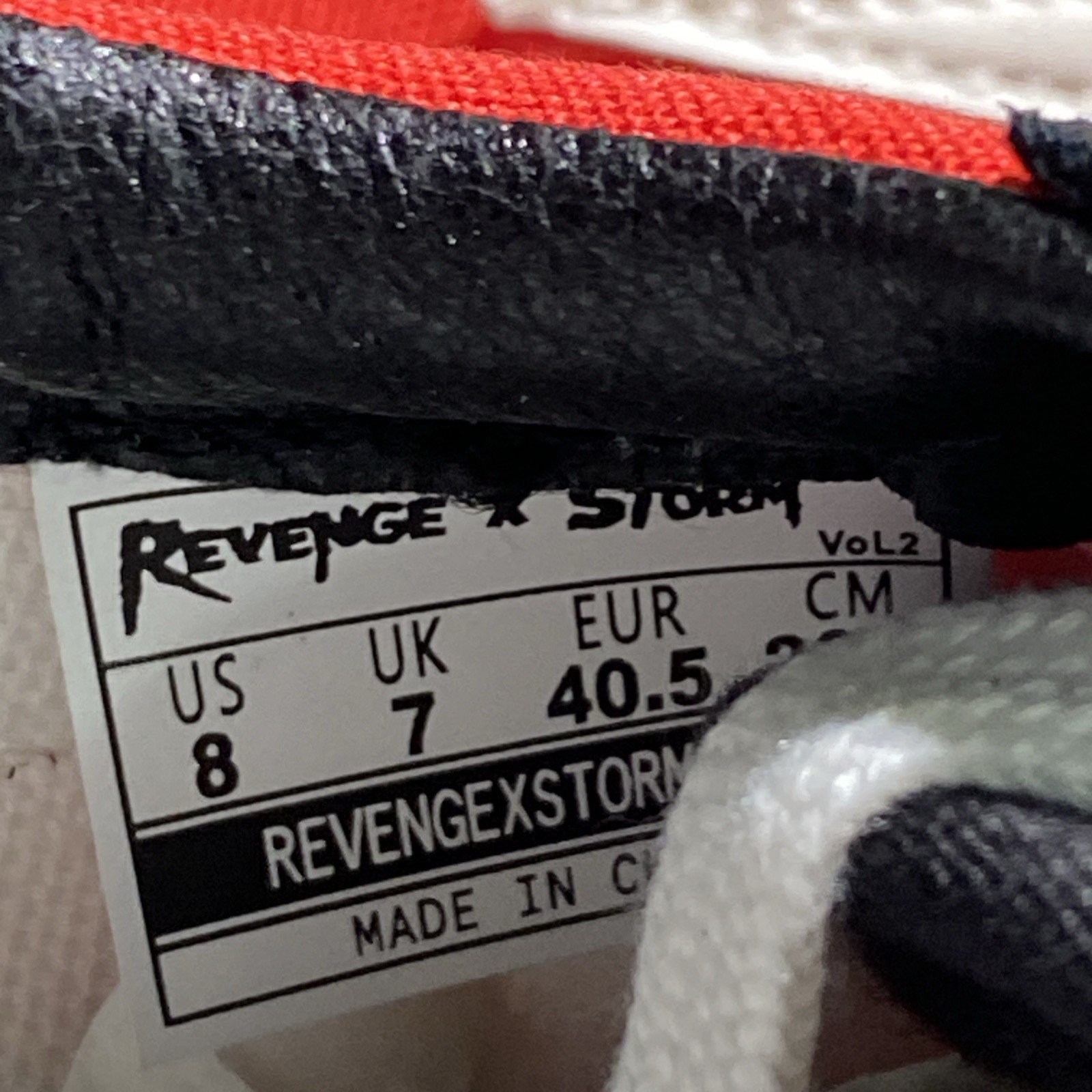 Revenge X Storm Vol.2 Black Red White Low Top Lace Up Size 8 Men’s Sneakers