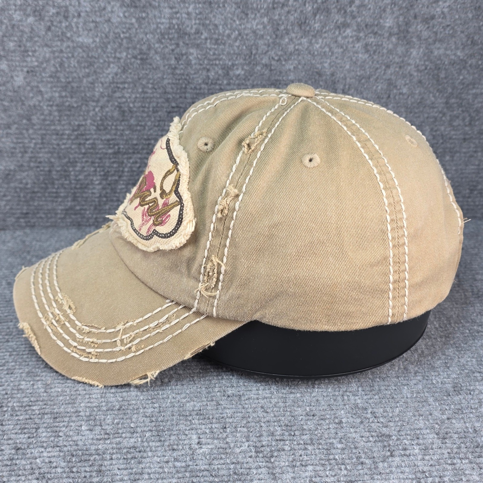 KBETHOS Hat Cap Womens Strap Back Tan Cowgirl Western Factory Distressed Grunge