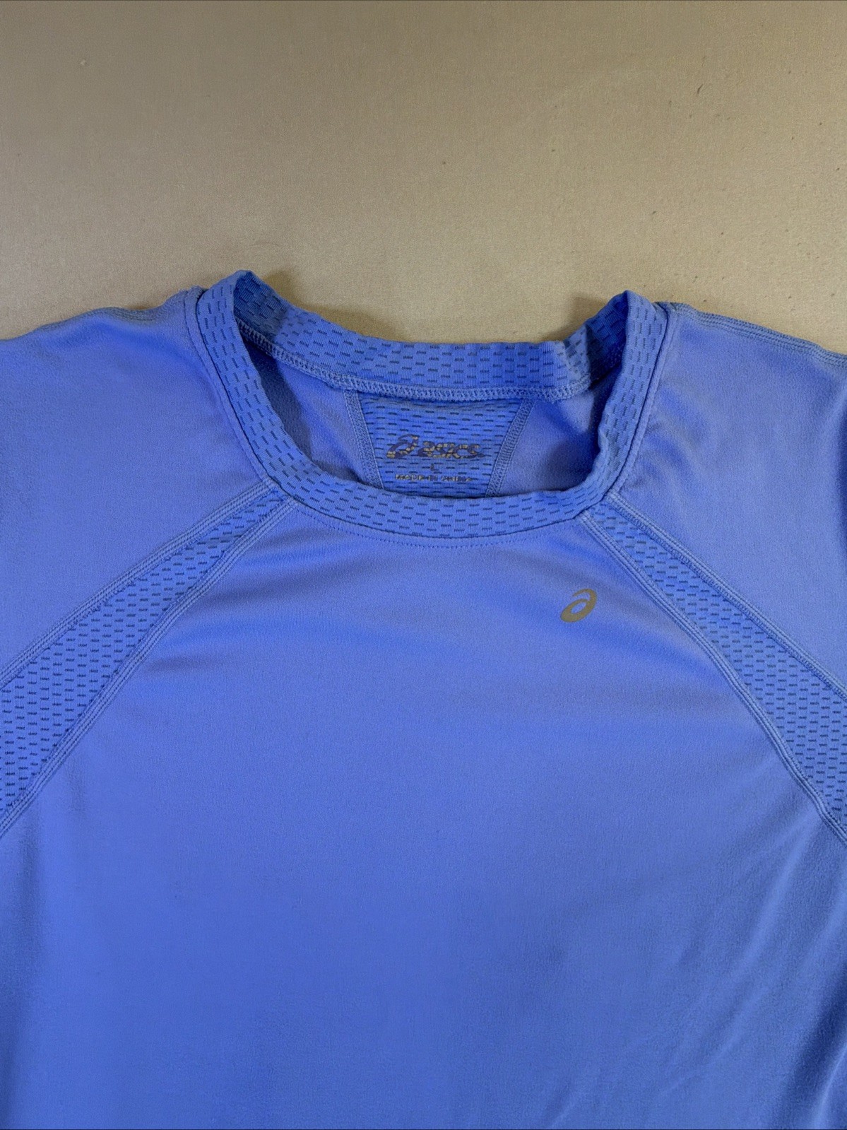 ASICS Women Long Sleeve Running Shirt L Large Blue Mesh Ventilation Athletic Top