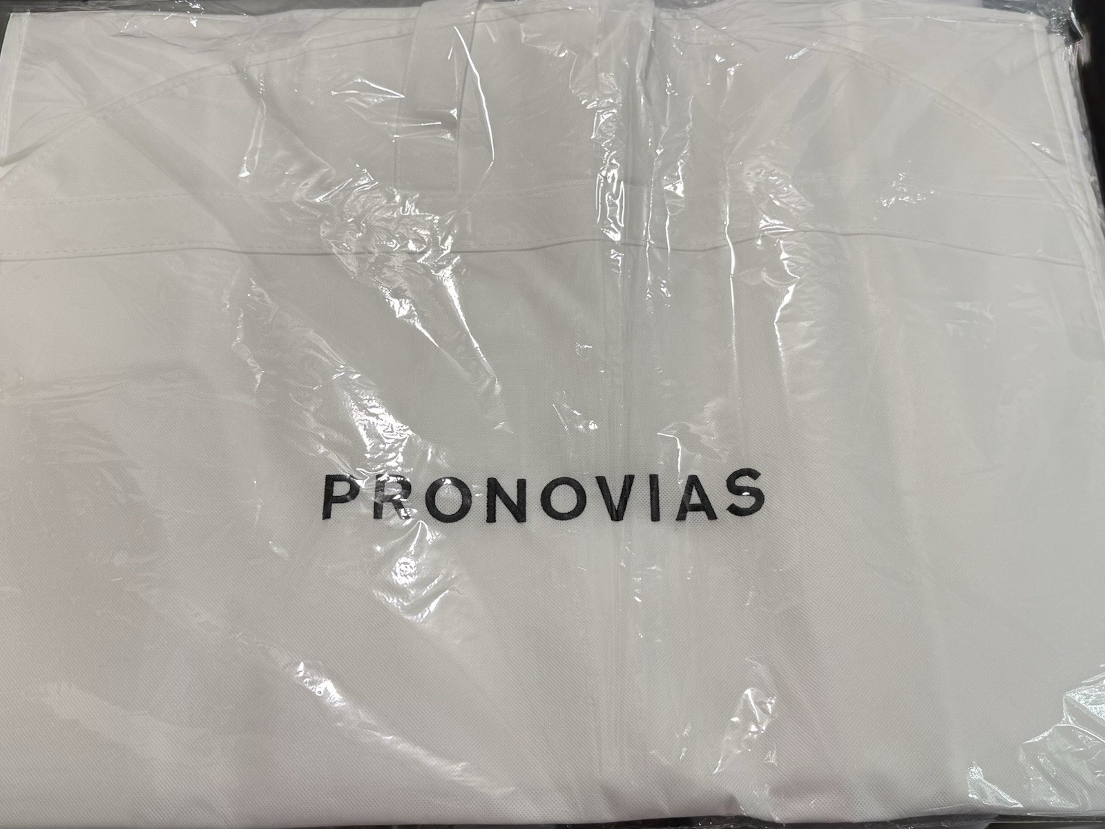 New in Plastic Pronovias Wedding Garment Bag Gown Cover – White- 27.5 in Wide
