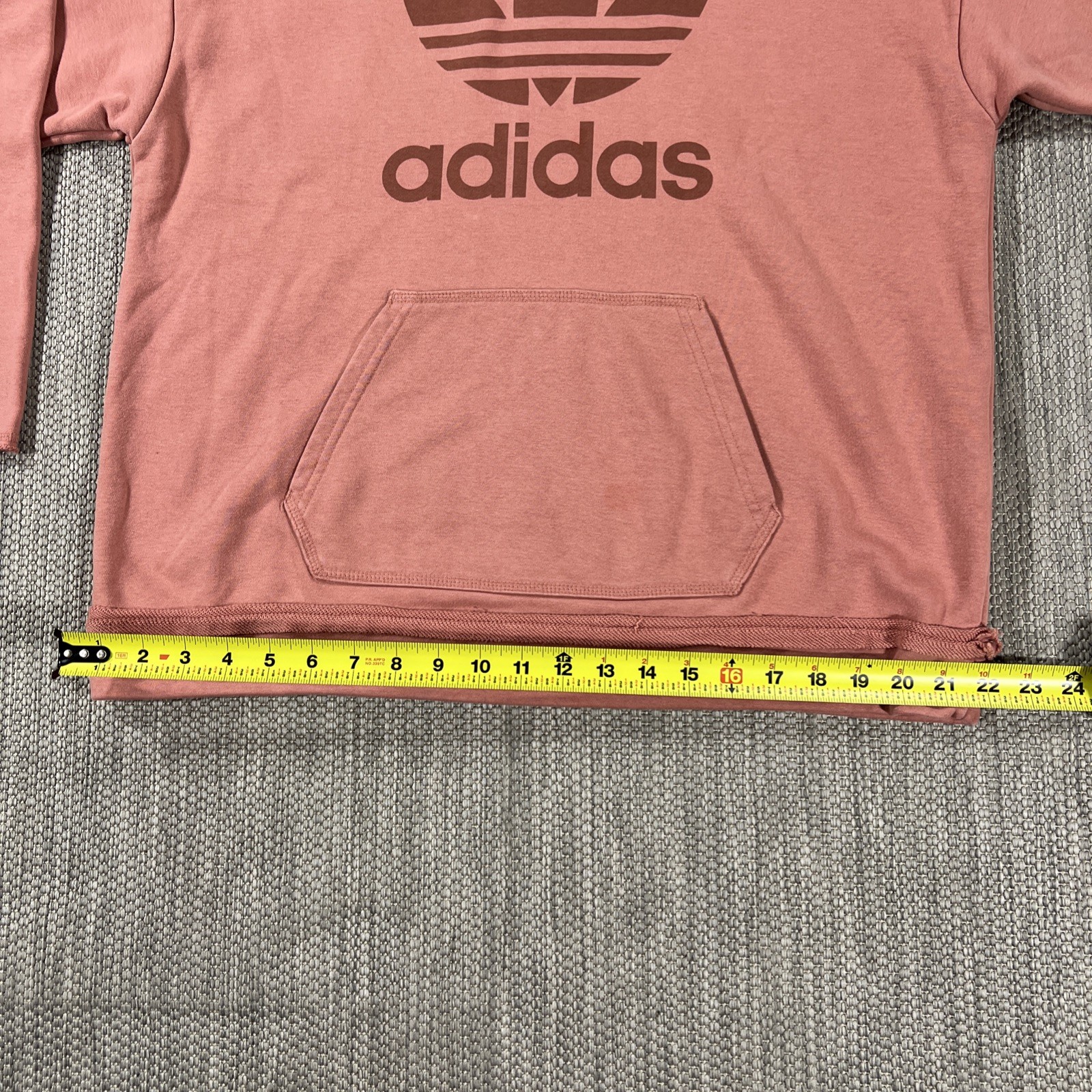 Adidas Hoodie Men’s S Salmon Pink Pullover Kangaroo Pocket Athletic Sweatshirt