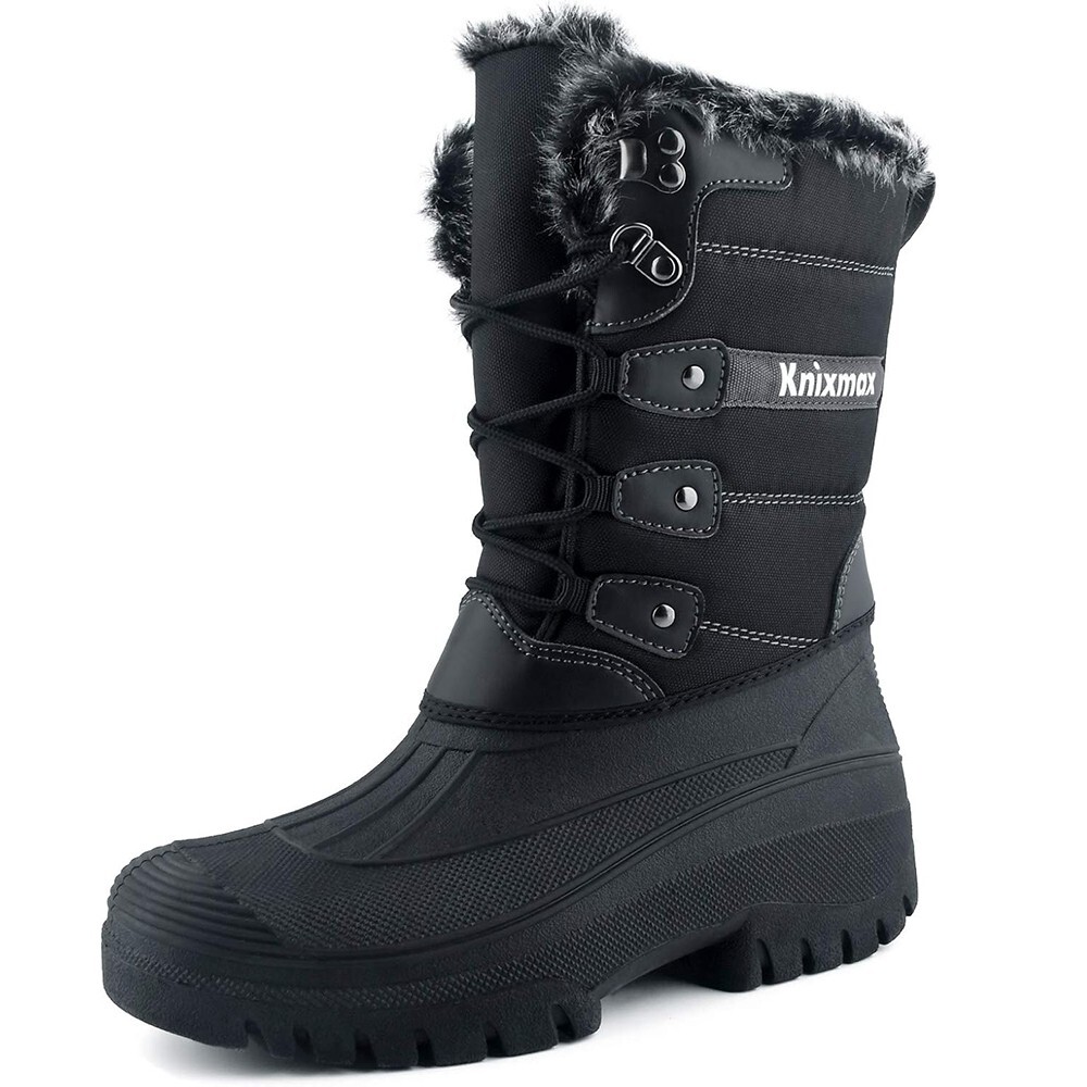 Knixmax Women’s Winter Snow Boots Waterproof Mid Calf Booties Fur Lined Warm