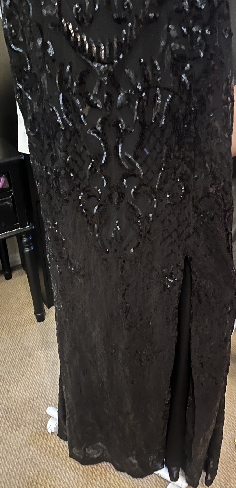 Black sequins off shoulder dress
