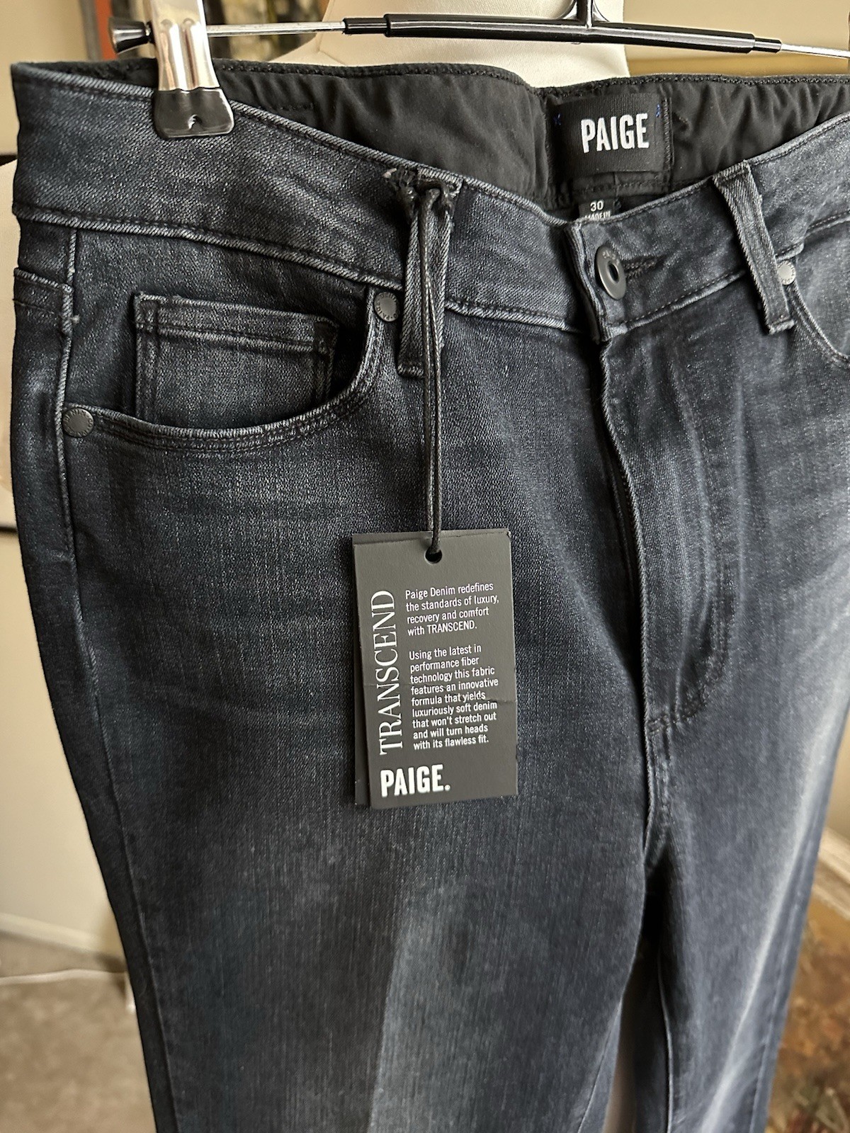 PAIGE women’s stretch high rise flare blue jeans denim cotton USA NWT size 30