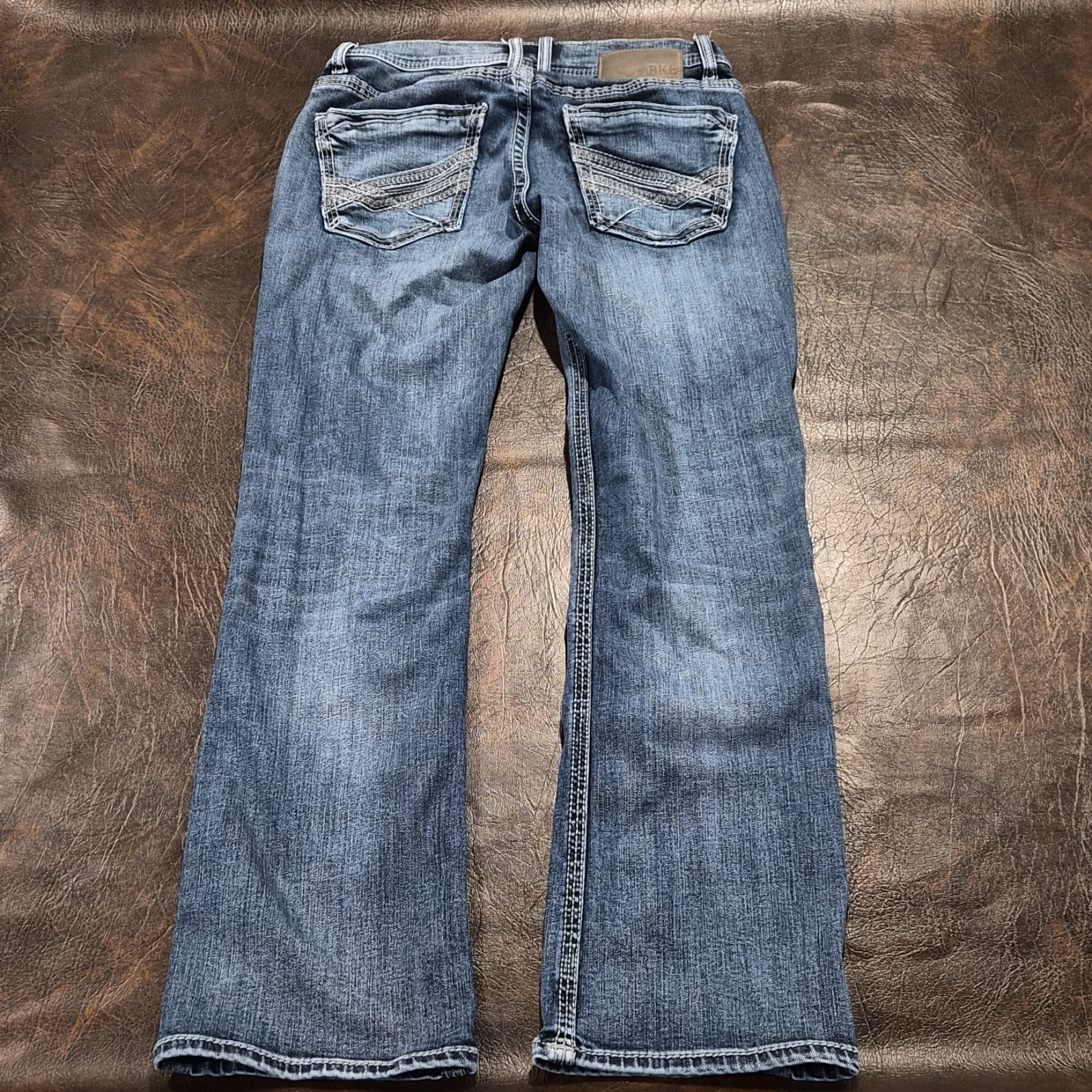 BKE Regular Bootcut Denim Jeans Blue Medium Wash Solid Men BKE Aiden 28X30 B326