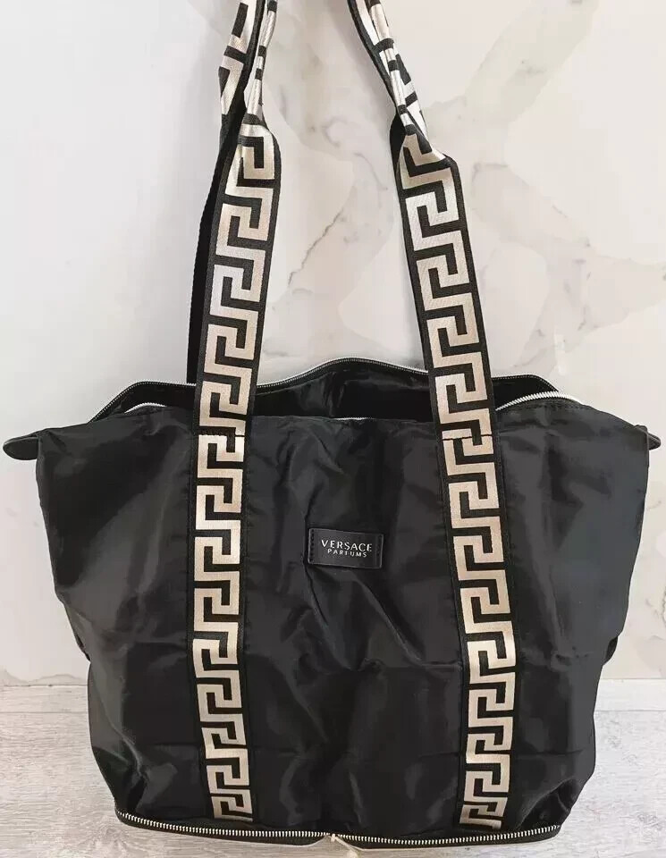 Versace Bag Black Gold Folding Tote Bag Shoulder Beauty Promo Womens NEW