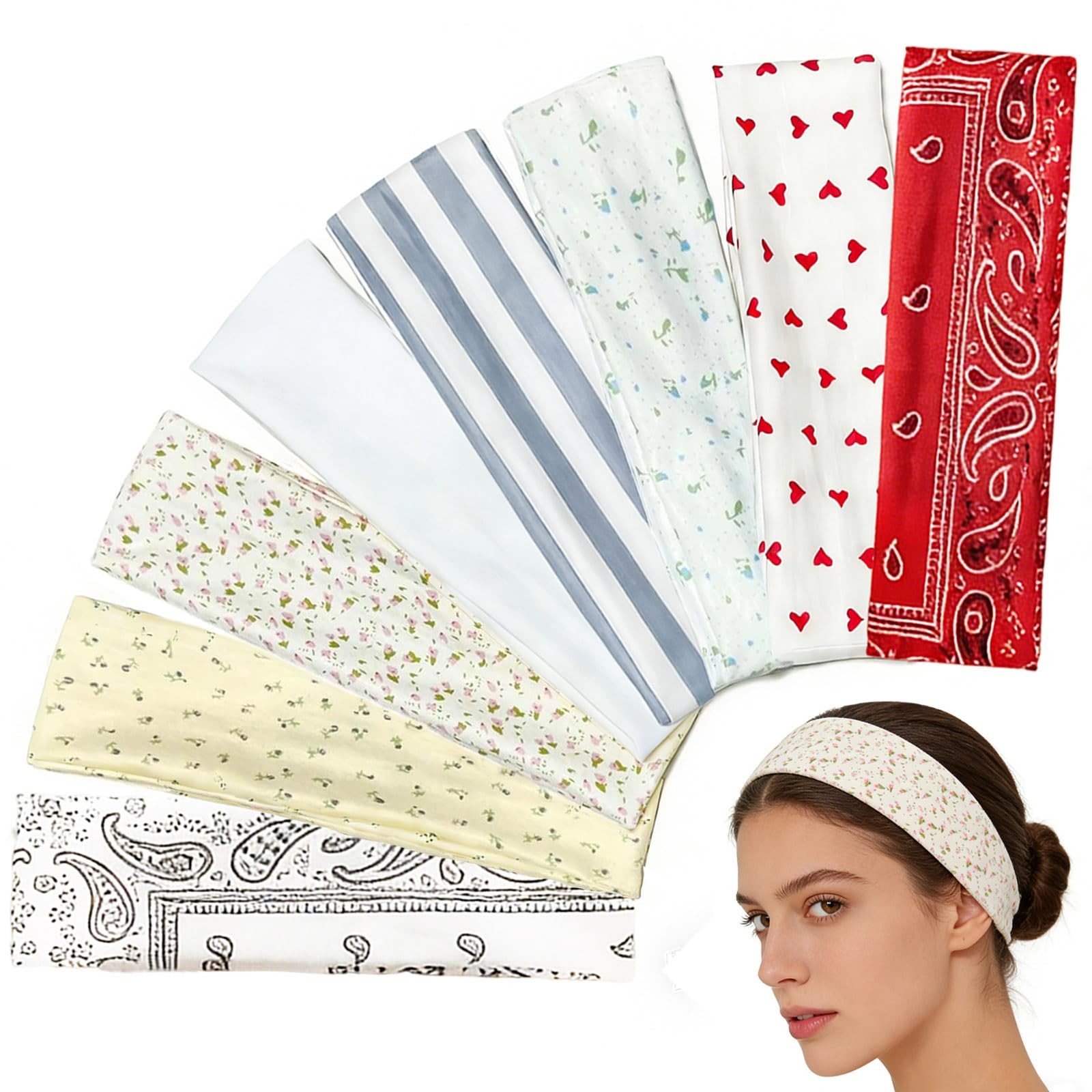HOLAILS 8Pcs Cute Soft Colth Headbands for 2.36in*9in, Color-Vivid