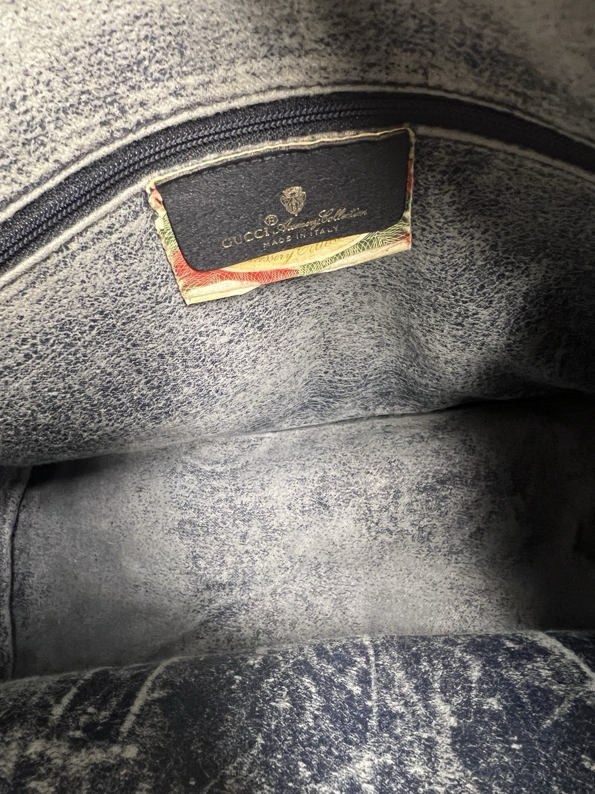 Vintage Gucci GG Supreme Monogram Small Top Handle Tote Navy Italy