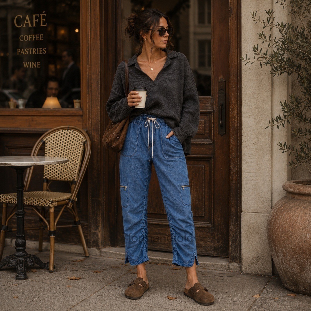 Pilcro Small Denim Cargo Utility Pants Elastic Drawstring Relaxed Straight Leg