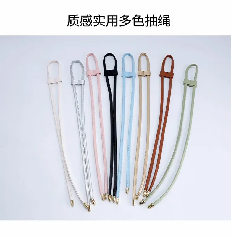 1Pcs PU Leather Drawstring Pull String Detachable Bucket Bag Strap Slide String