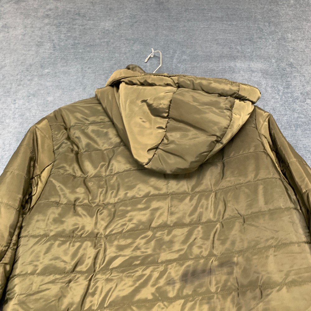 Ambiance Outerwear Puffer Jacket Womens L Olive Green Hooded Snap Front Outdoor