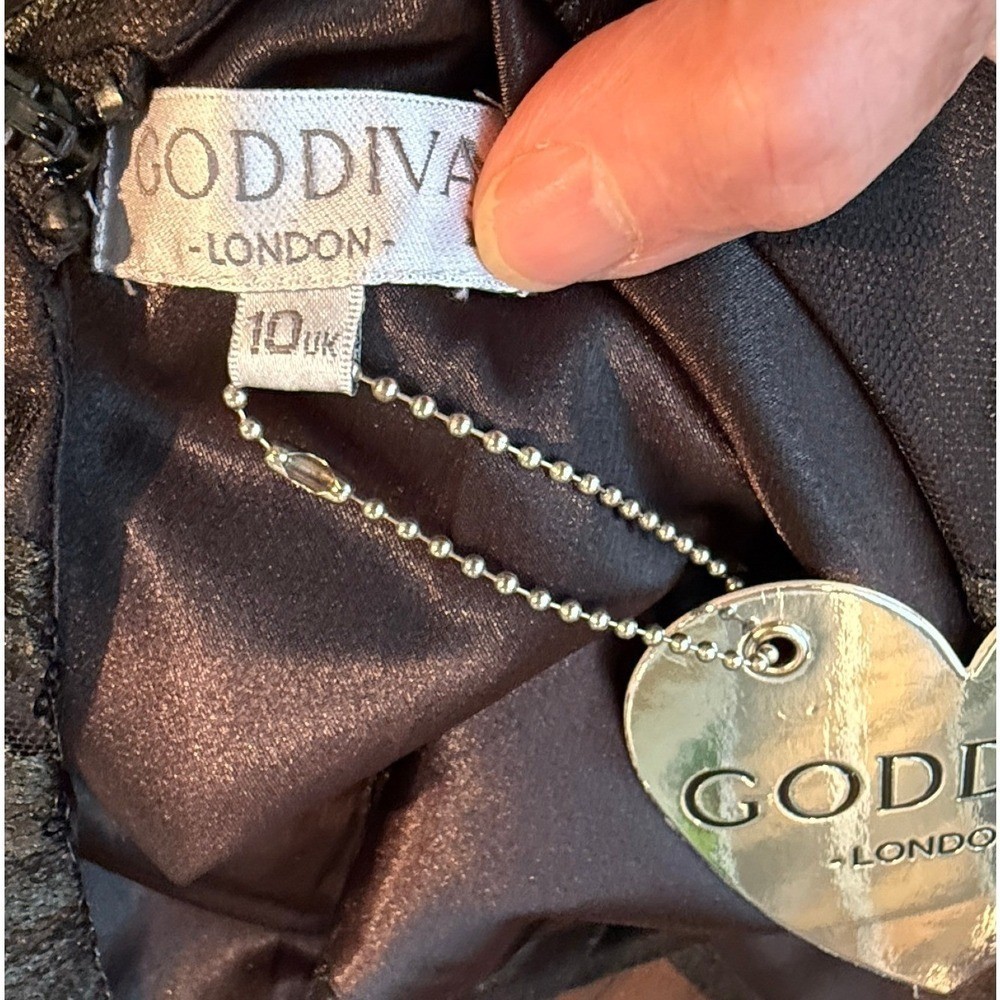 NWT Goddiva London Black Sequin Lace Illusion Neckline Mini Dress Size 10UK Prom