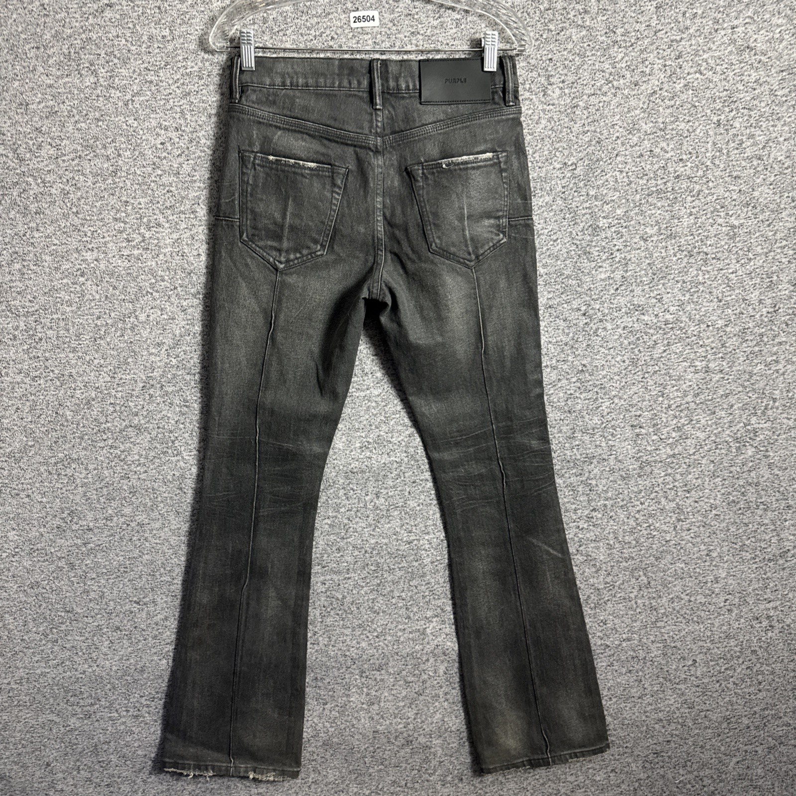 Purple Brand P004 Men’s 29 Charcoal Black Denim Pintuck Coated Flare Jeans
