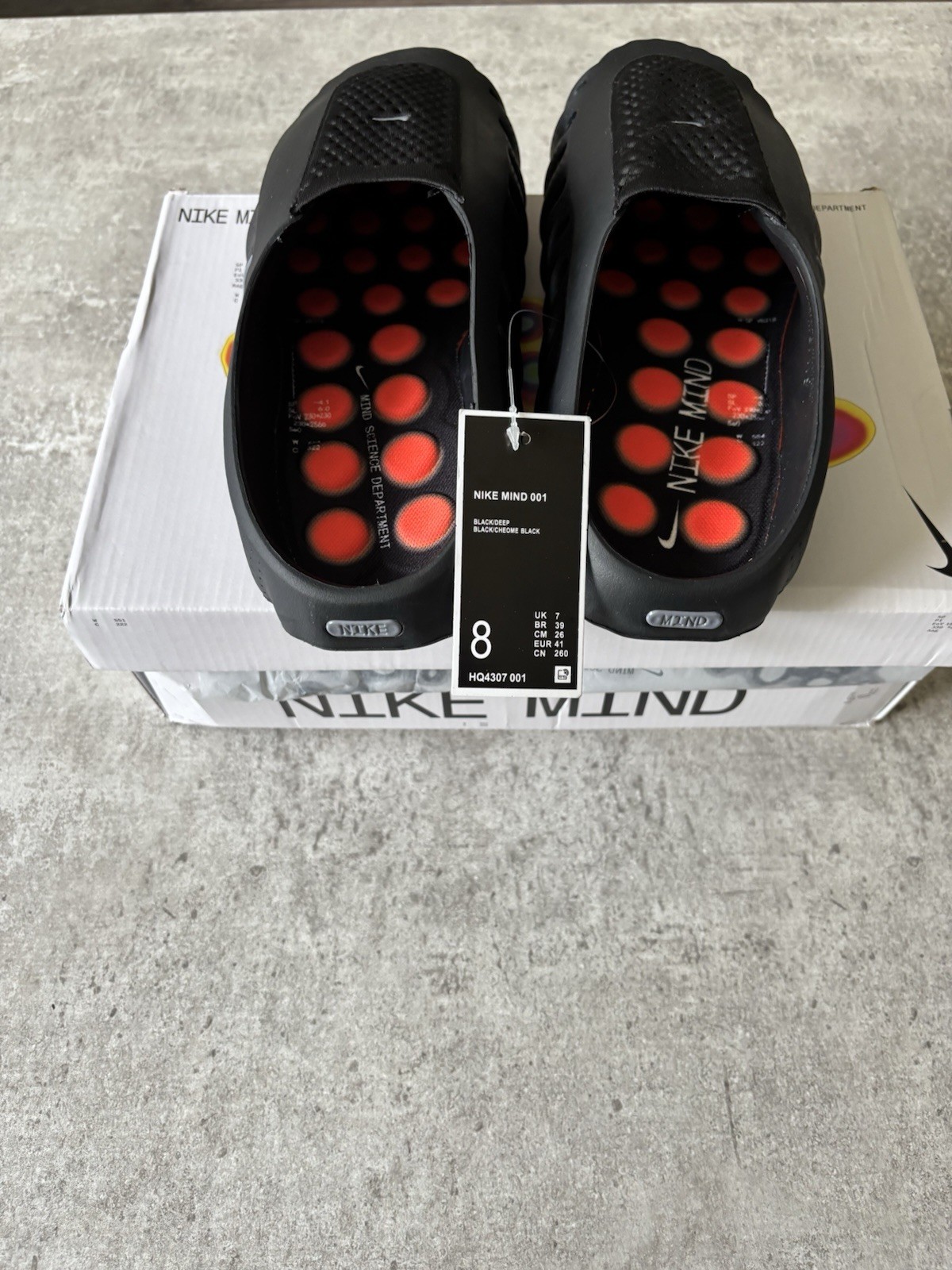 Nike Mind 001 Slide Sandals Black/Orange Cushioned Comfort Men’s US 8