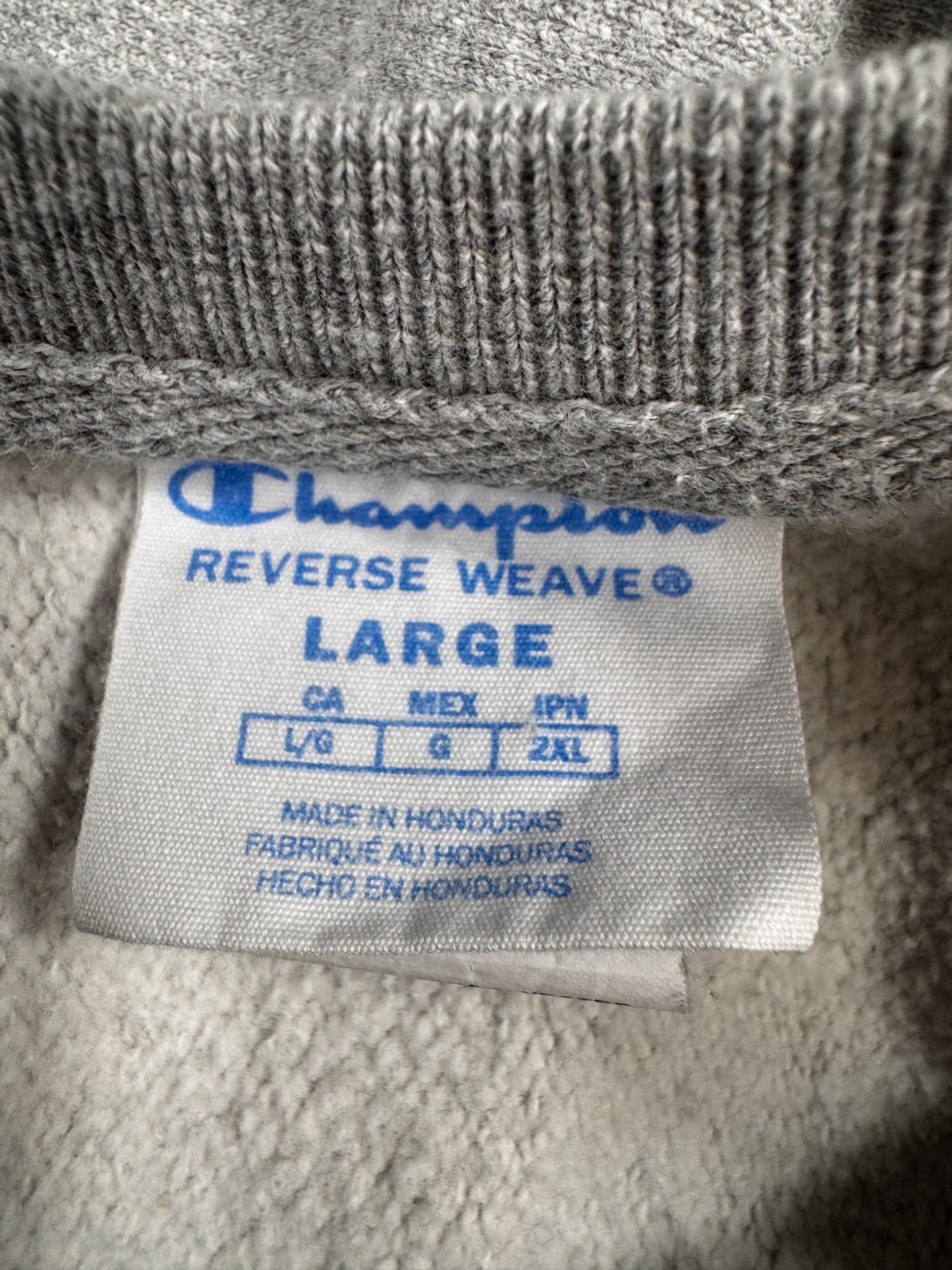 Champion Reverse Weave Mens Sweatshirt Large Heather Gray Logo Fleece Lined
