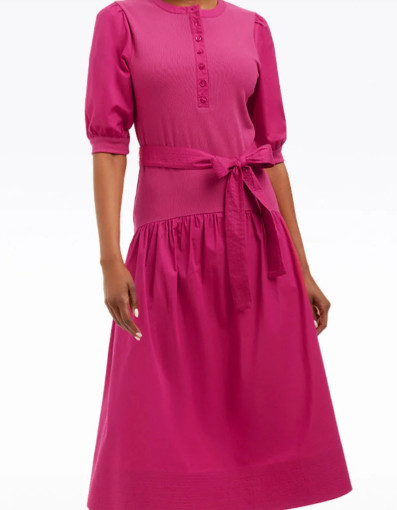Ladies Draper James “Celeste” Mixed Media Dress Raspberry Pink Size Med. EUC!
