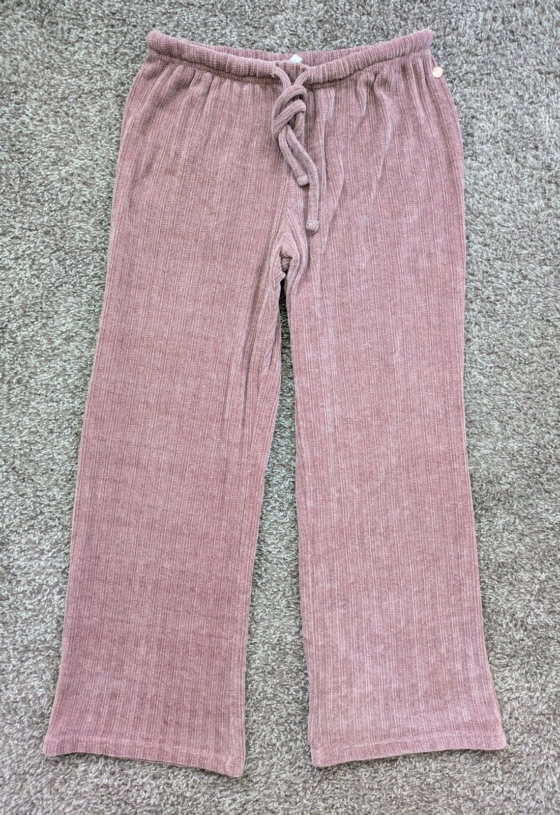 Danskin Ribbed Soft Lounge Set 2 Piece Long Sleeve Top Wide Leg Pants Medium