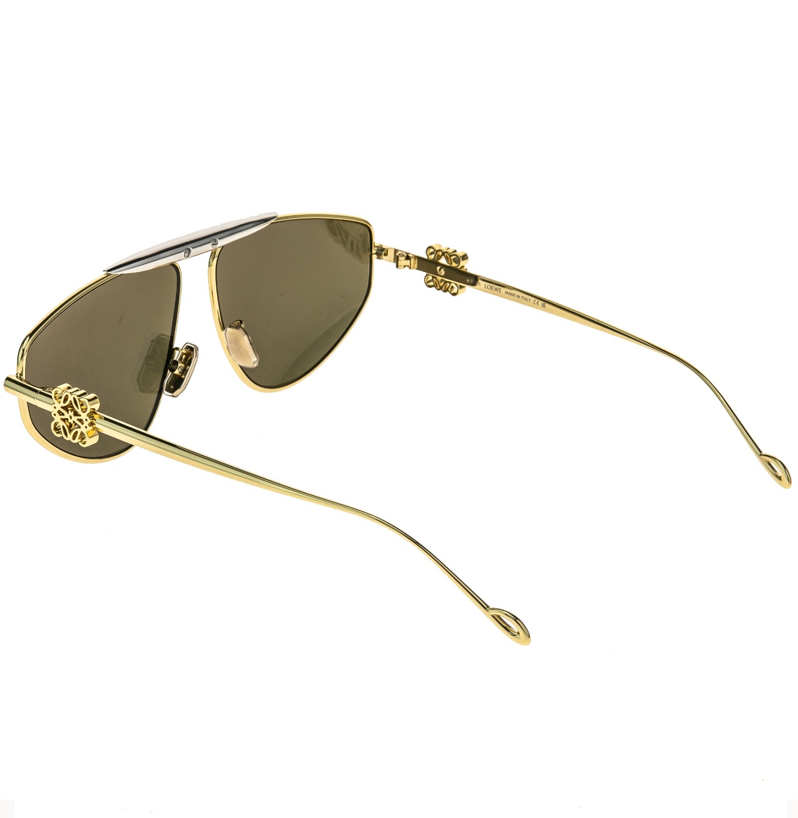 LOEWE LW40116U 40116 Metal 3D ANAGRAM Mask White Gold Mirrored Sunglass 25G