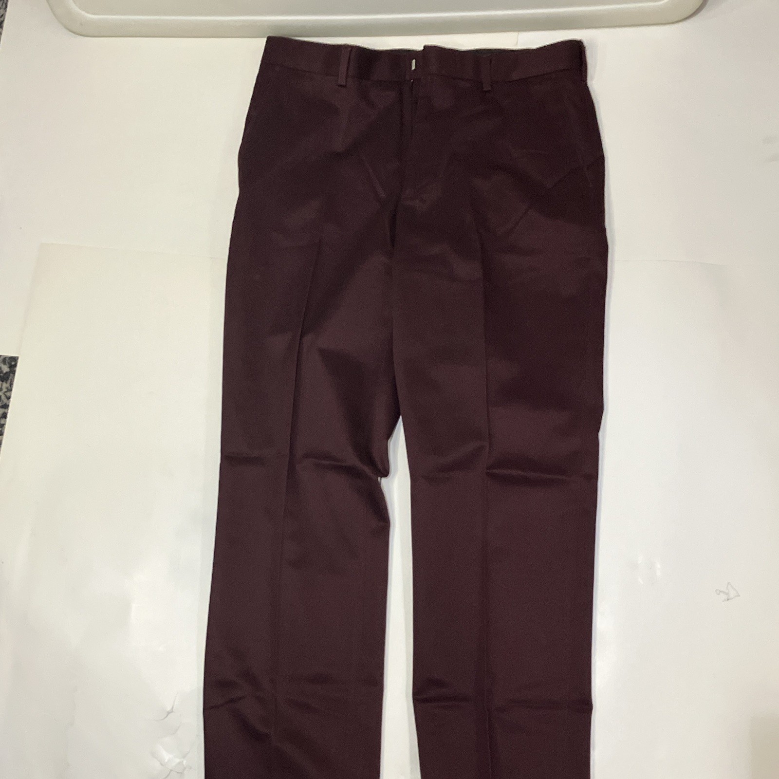 Perry Ellis Portfolio Men’s Burgundy Cotton Twill Solid Pleated Dress Pants 32W