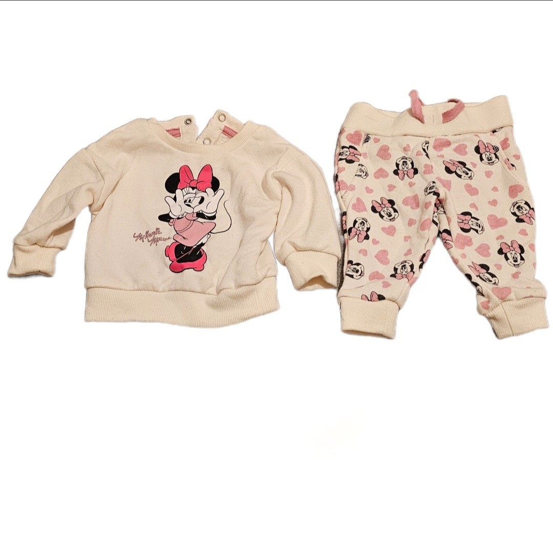 Baby Mini Mouse Tracksuit Set In Cream Size 0-3 Months Preloved Good Condition