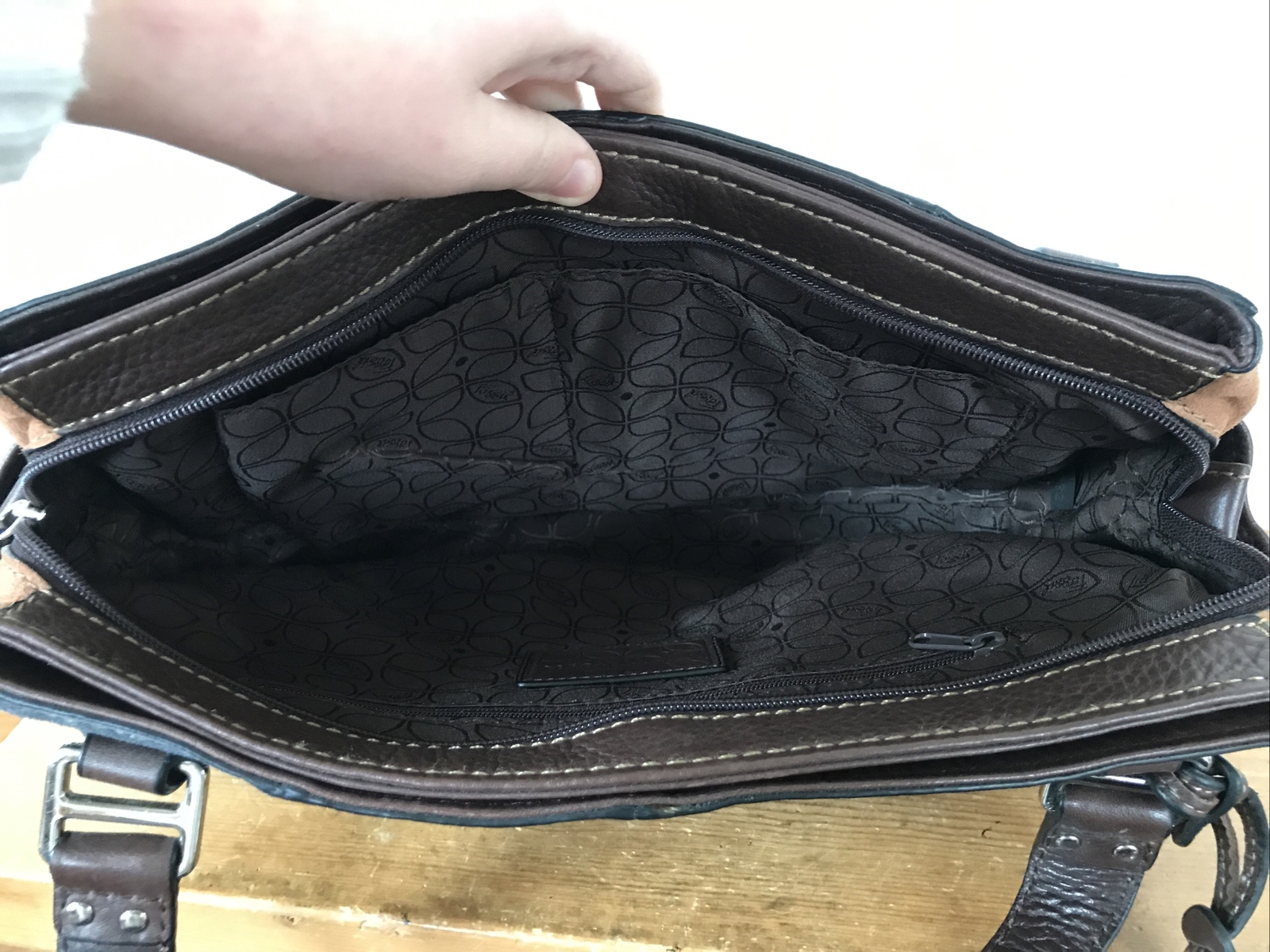 Fossil Colorful Red Purple Leather Patchwork Hobo Shoulder Hand Bag Purse 12.75″