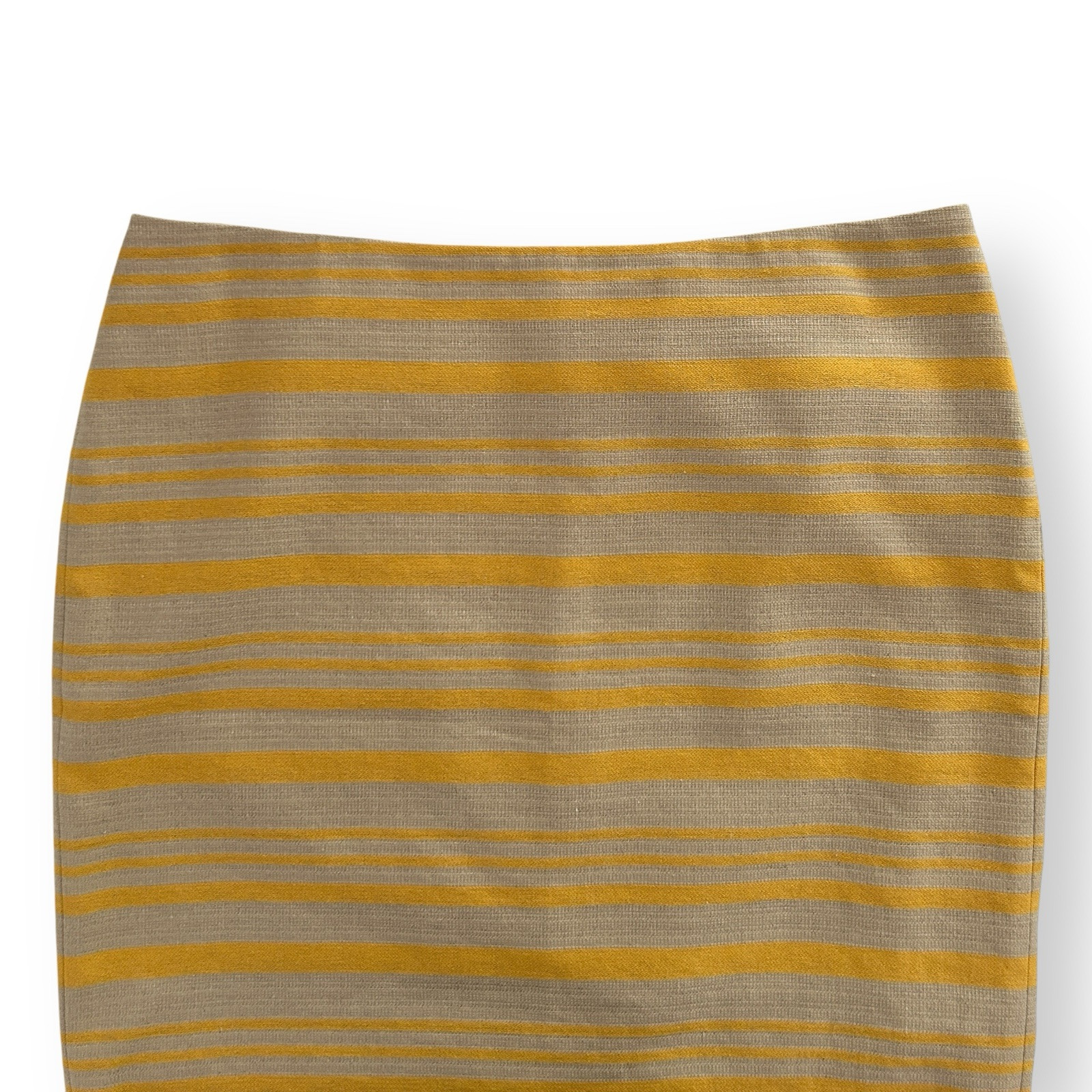 Talbots Women’s 20 Yellow & Beige Multi Stripe Textured Linen Pencil Skirt NWT