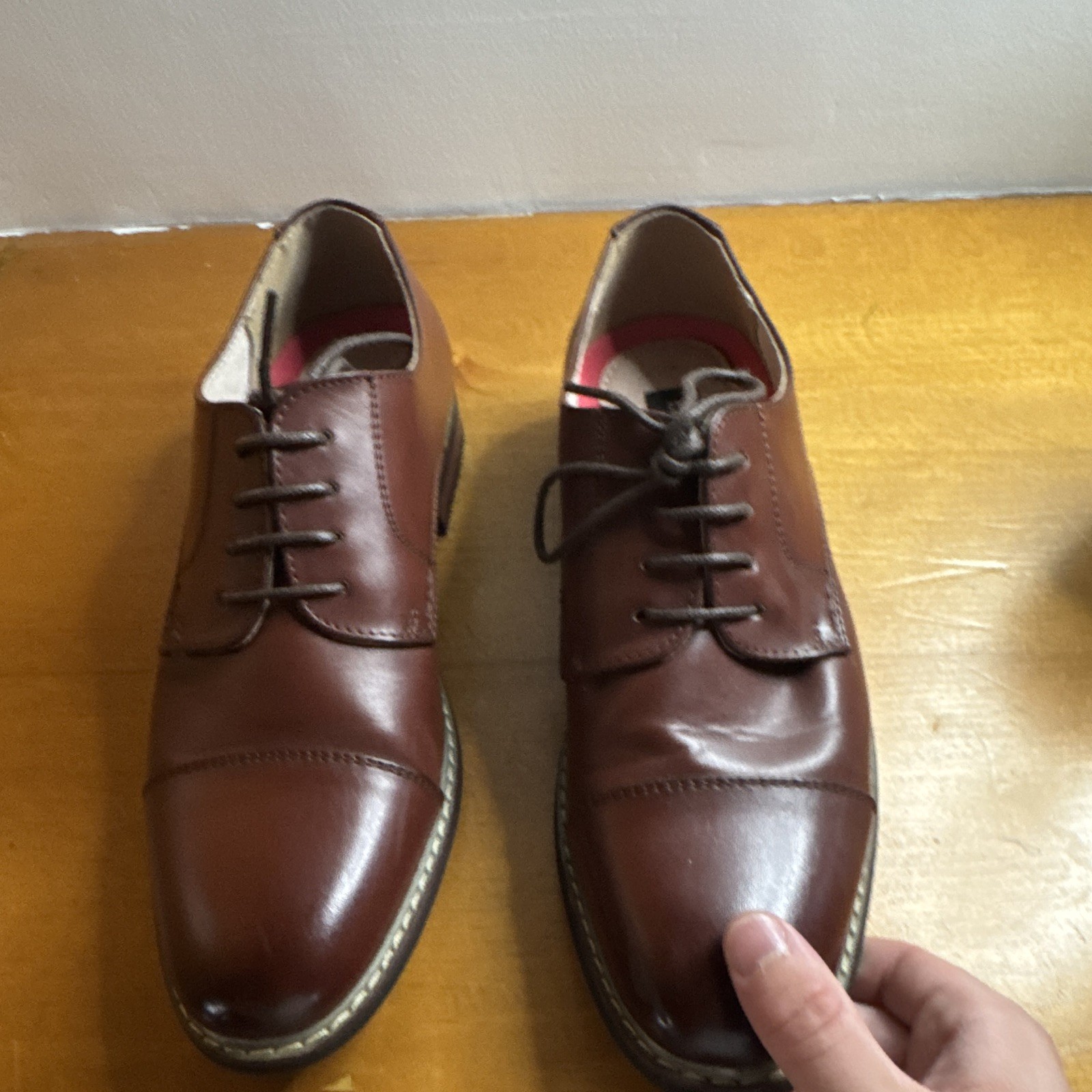 Bruno Marc Men’s Brown Leather Cap Toe Lace-Up Oxford Dress Shoes US 9