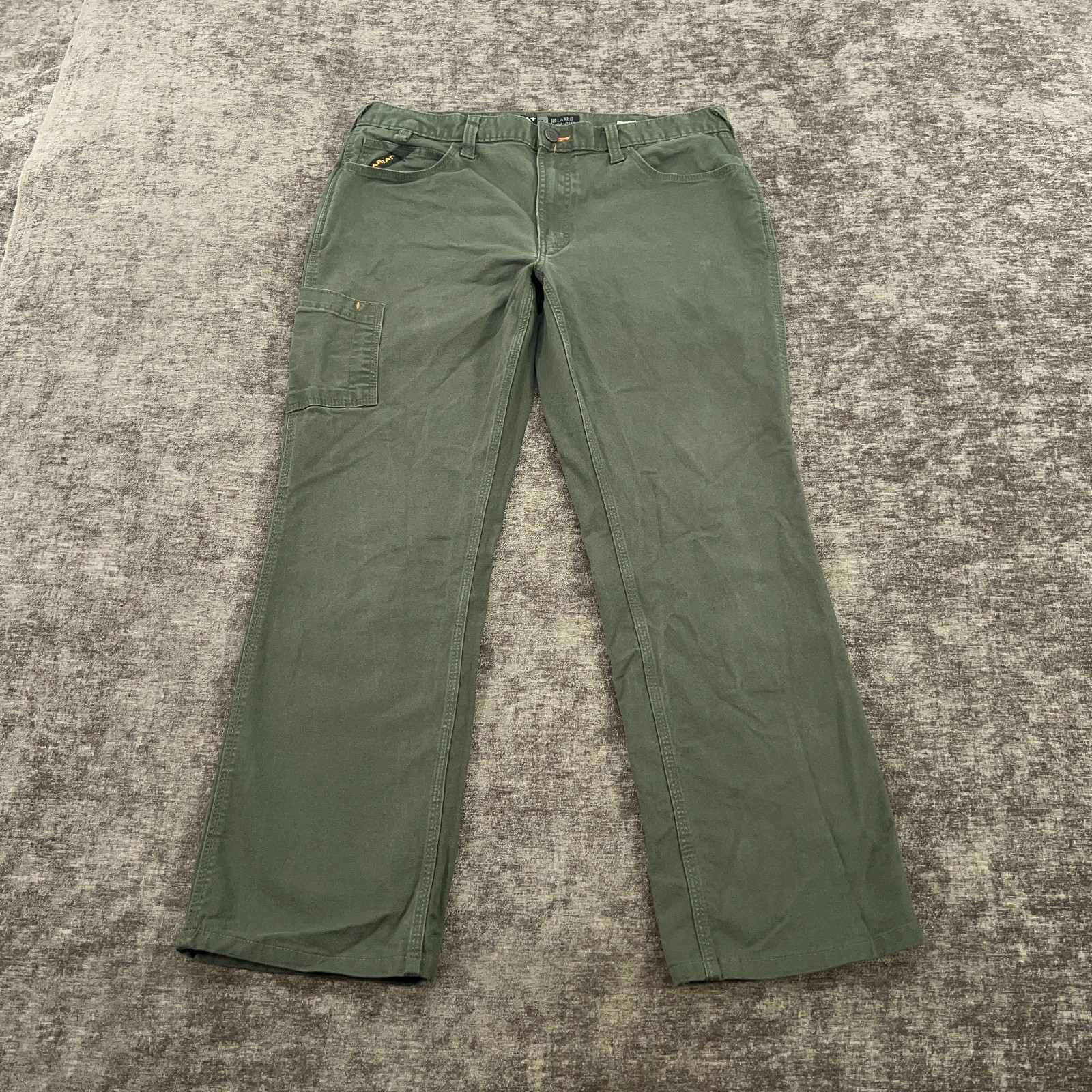 Ariat Rebar M4 Pants Mens 34×29 Green Canvas Relaxed Straight Stretch Work Wear